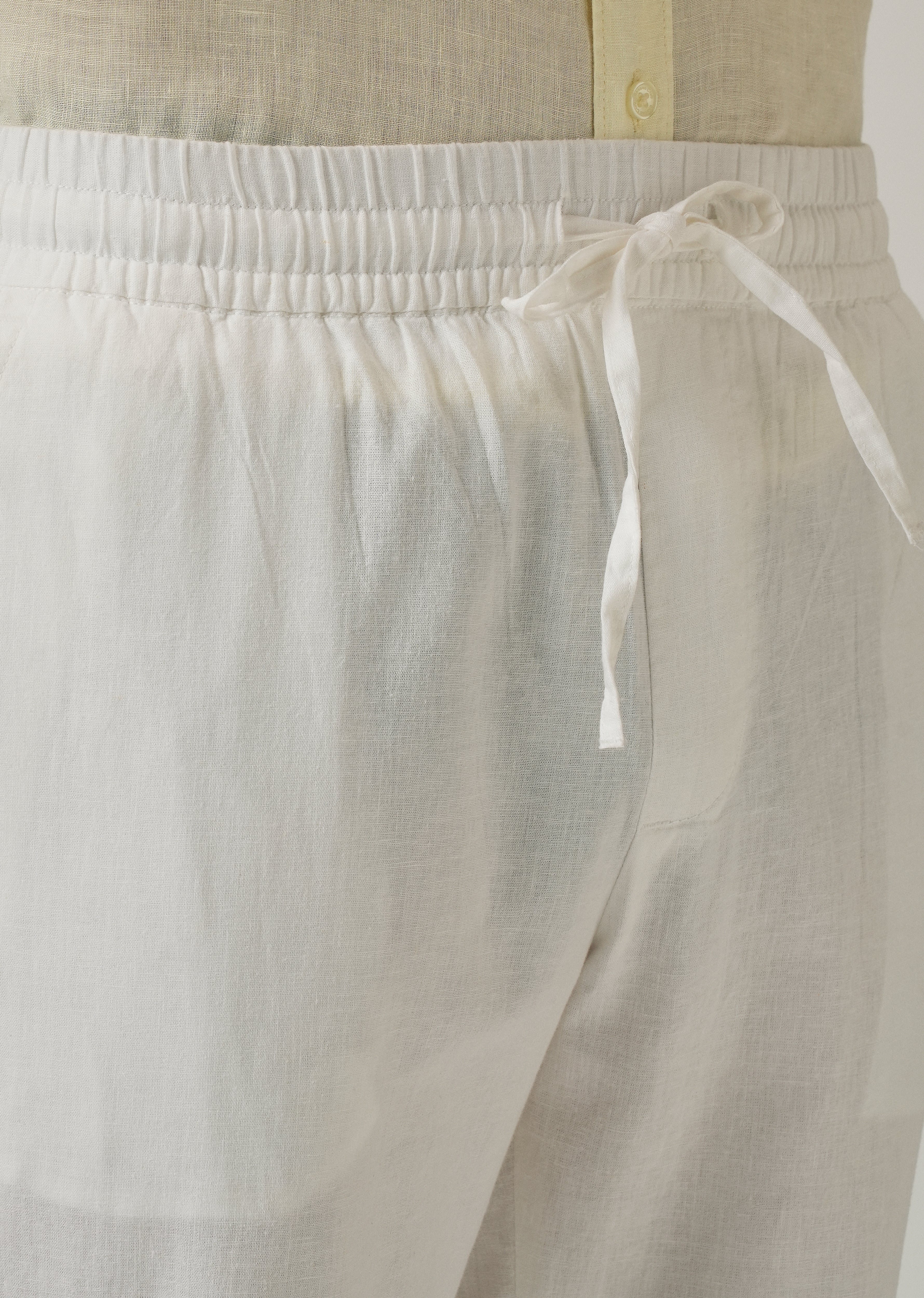Drawstring White Linen Pant - Image 5