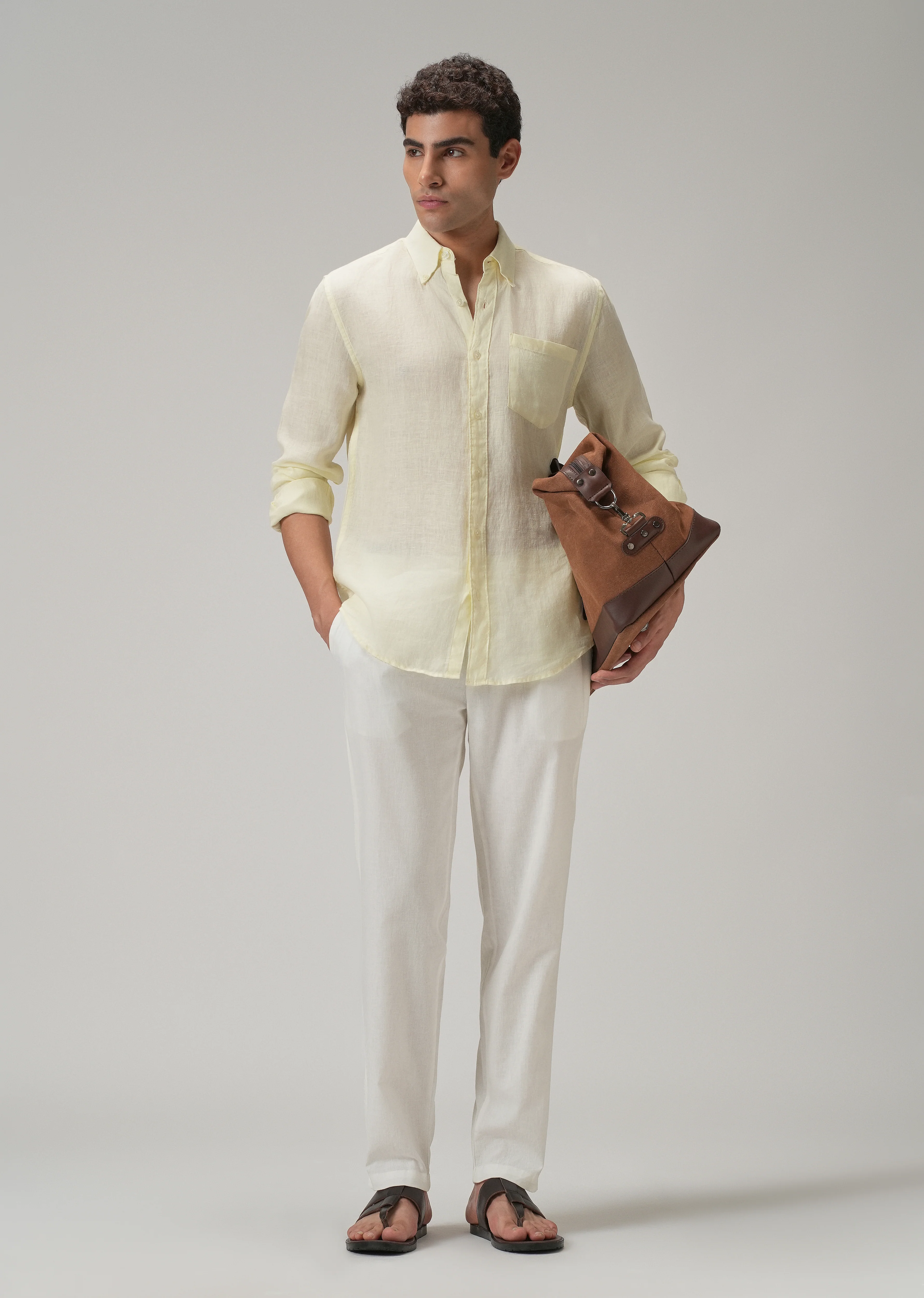 Drawstring White Linen Pant - Image 6