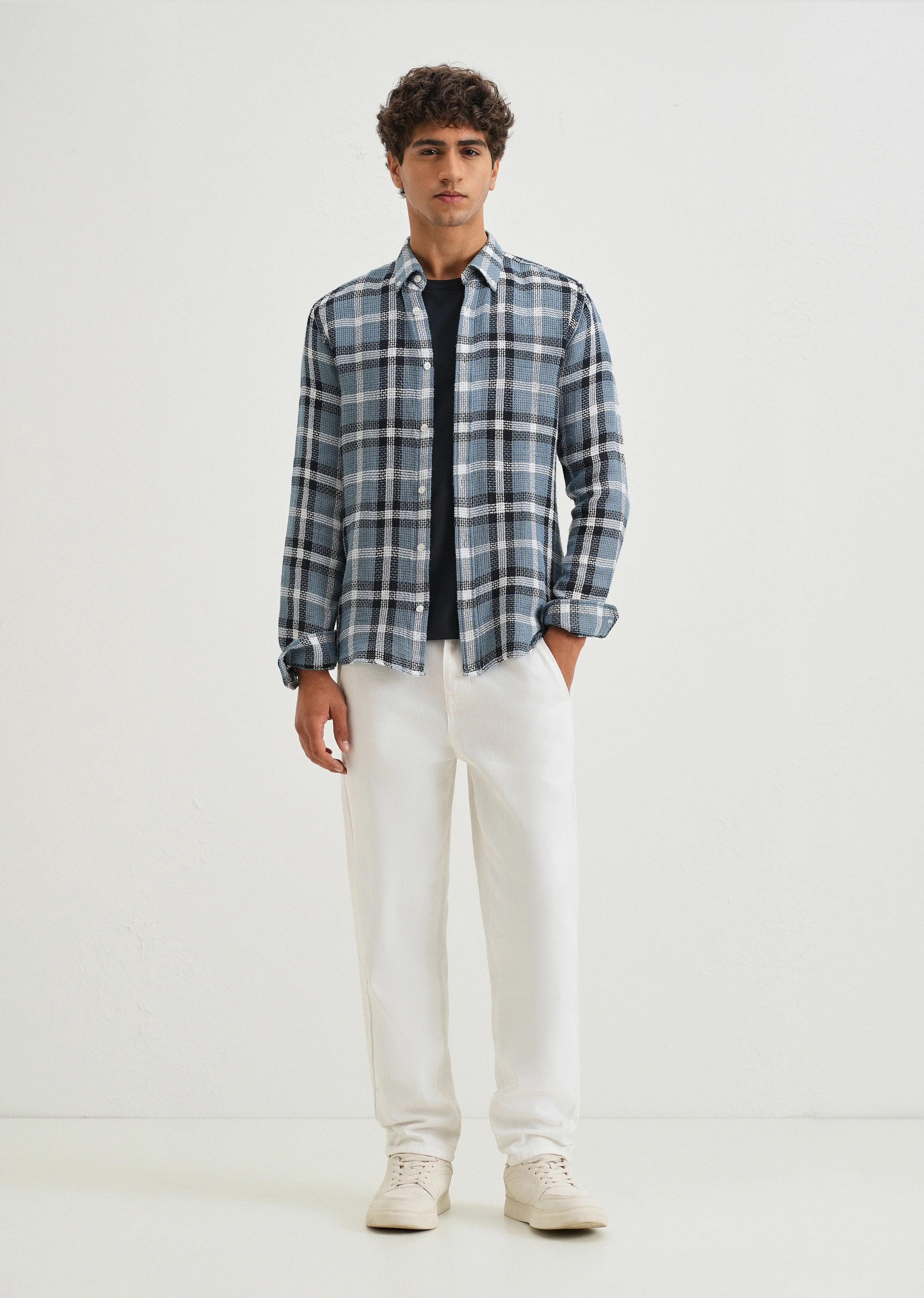 Dulet Blue Check Shirt - Image 6