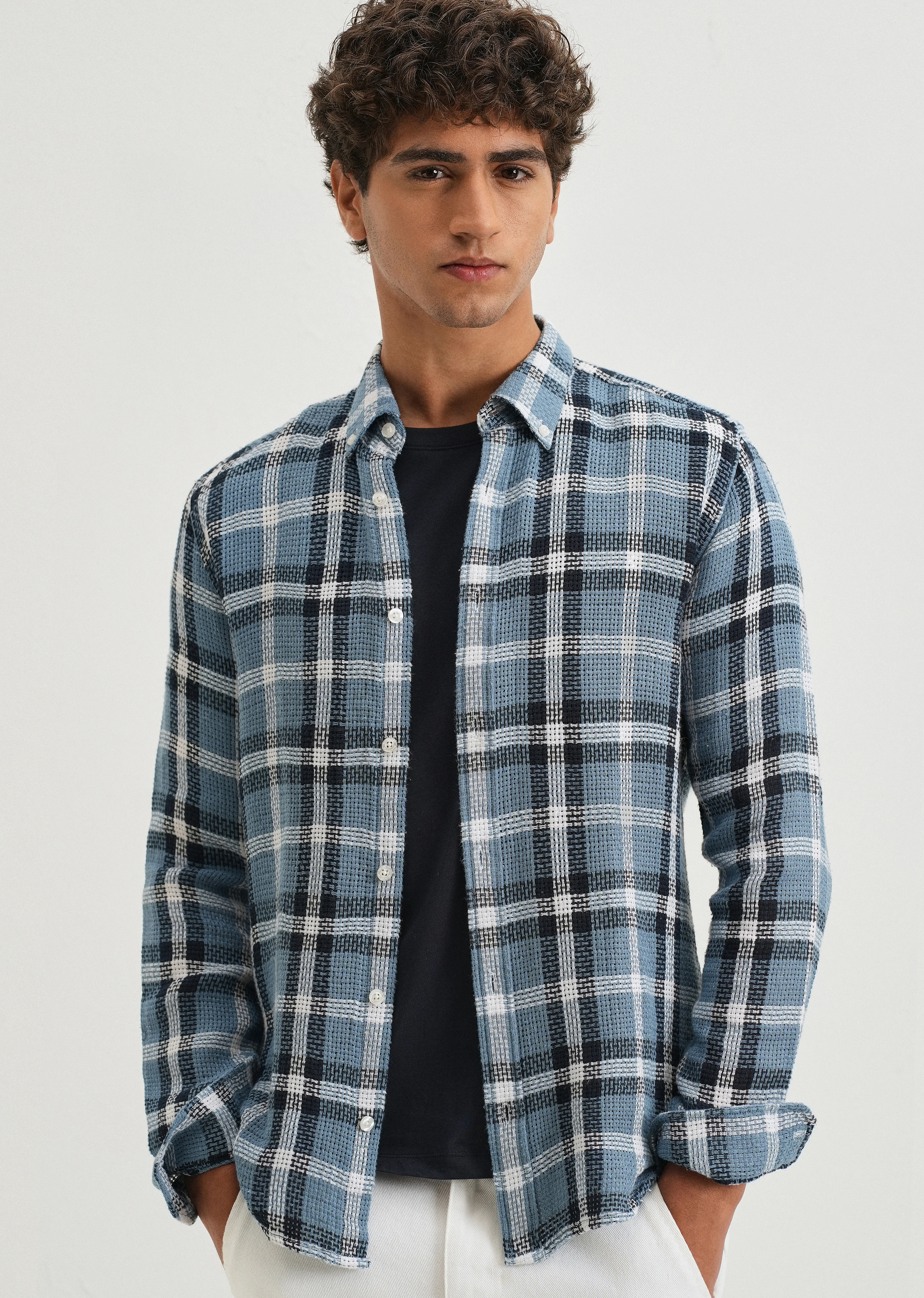 Dulet Blue Check Shirt - Image 7