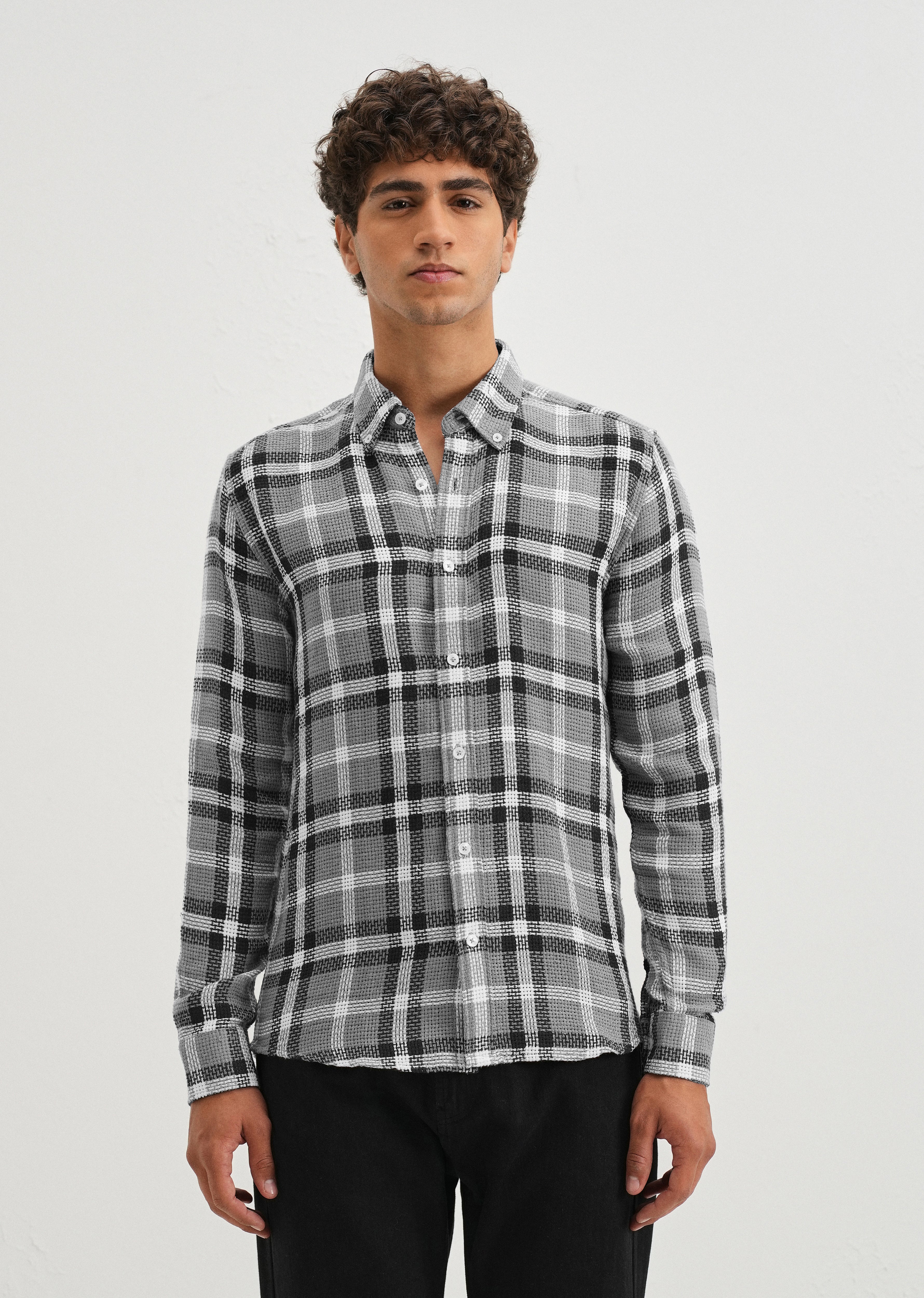 Dulet Gray Check Shirt - Image 3
