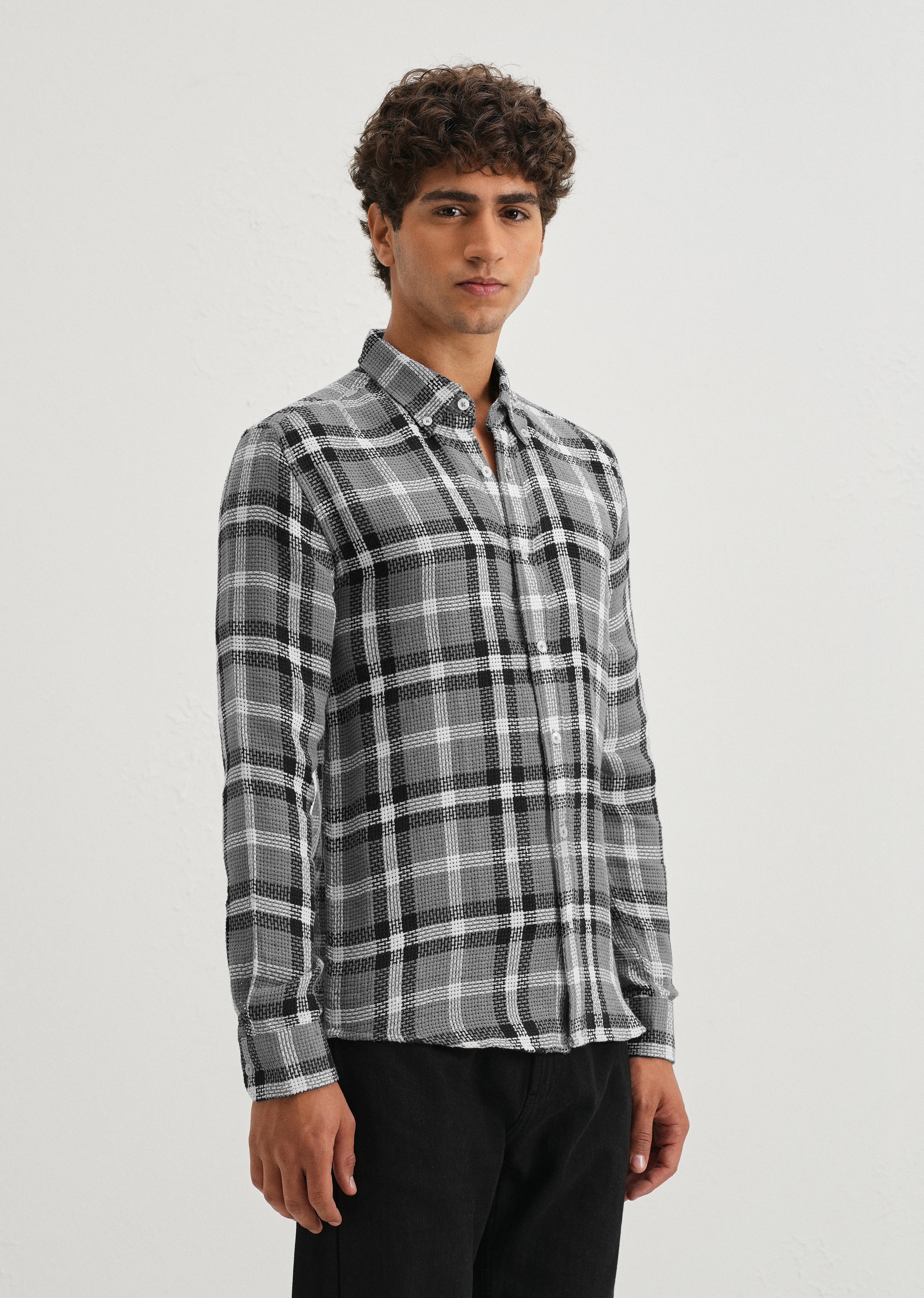 Dulet Gray Check Shirt - Image 4