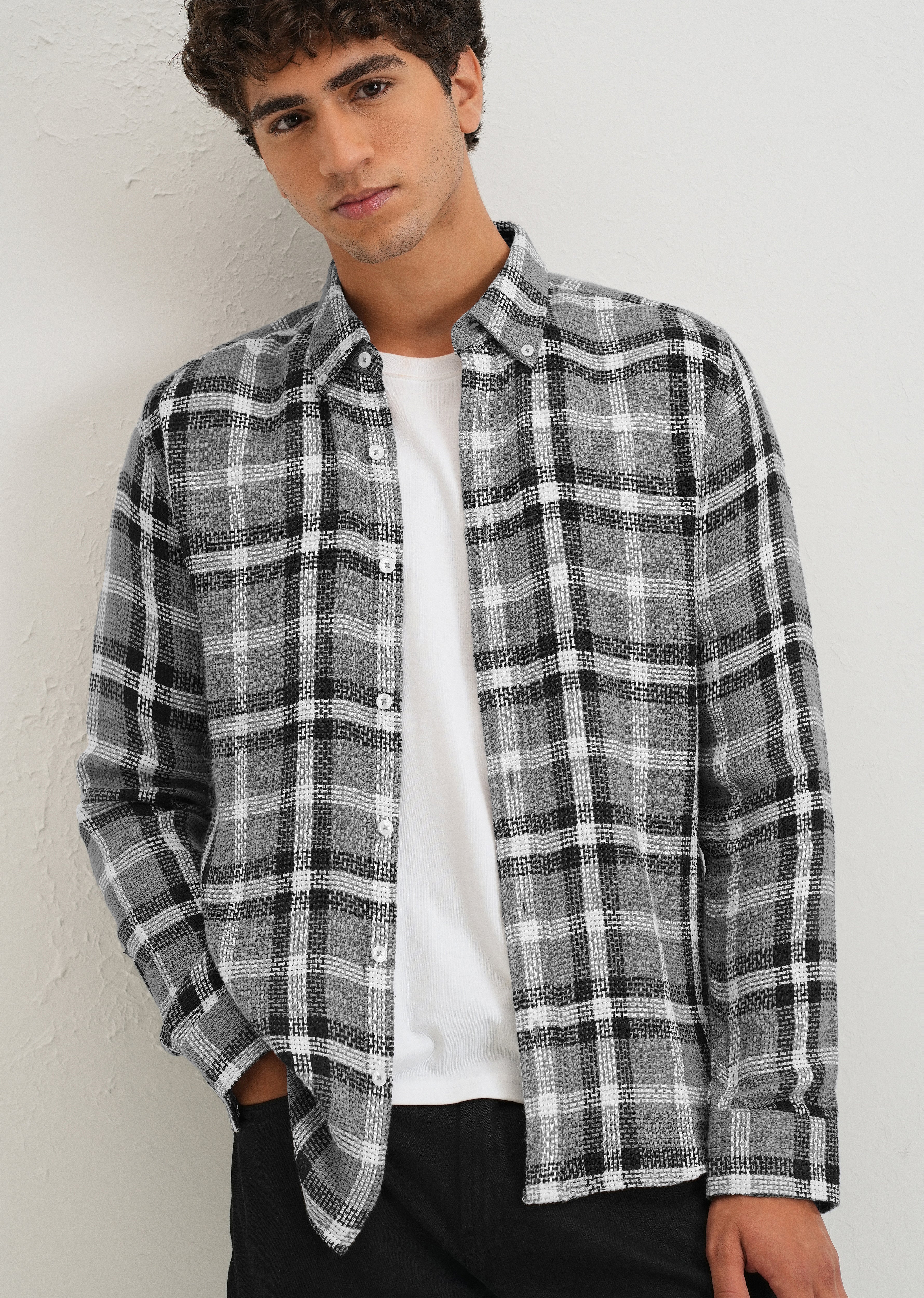 Dulet Gray Check Shirt - Image 7