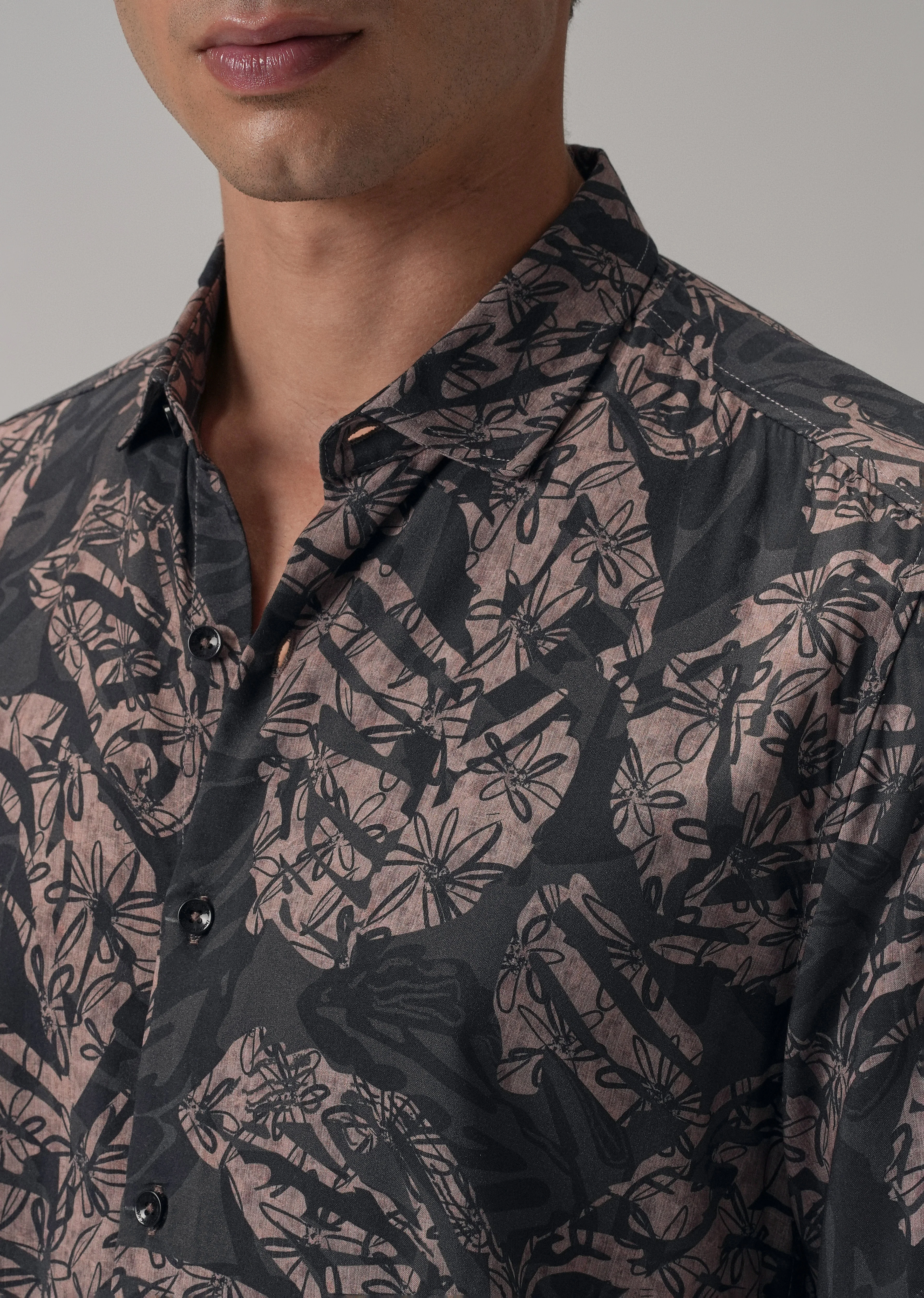 Dusk Pink Floral Printed Shirt - Image 5