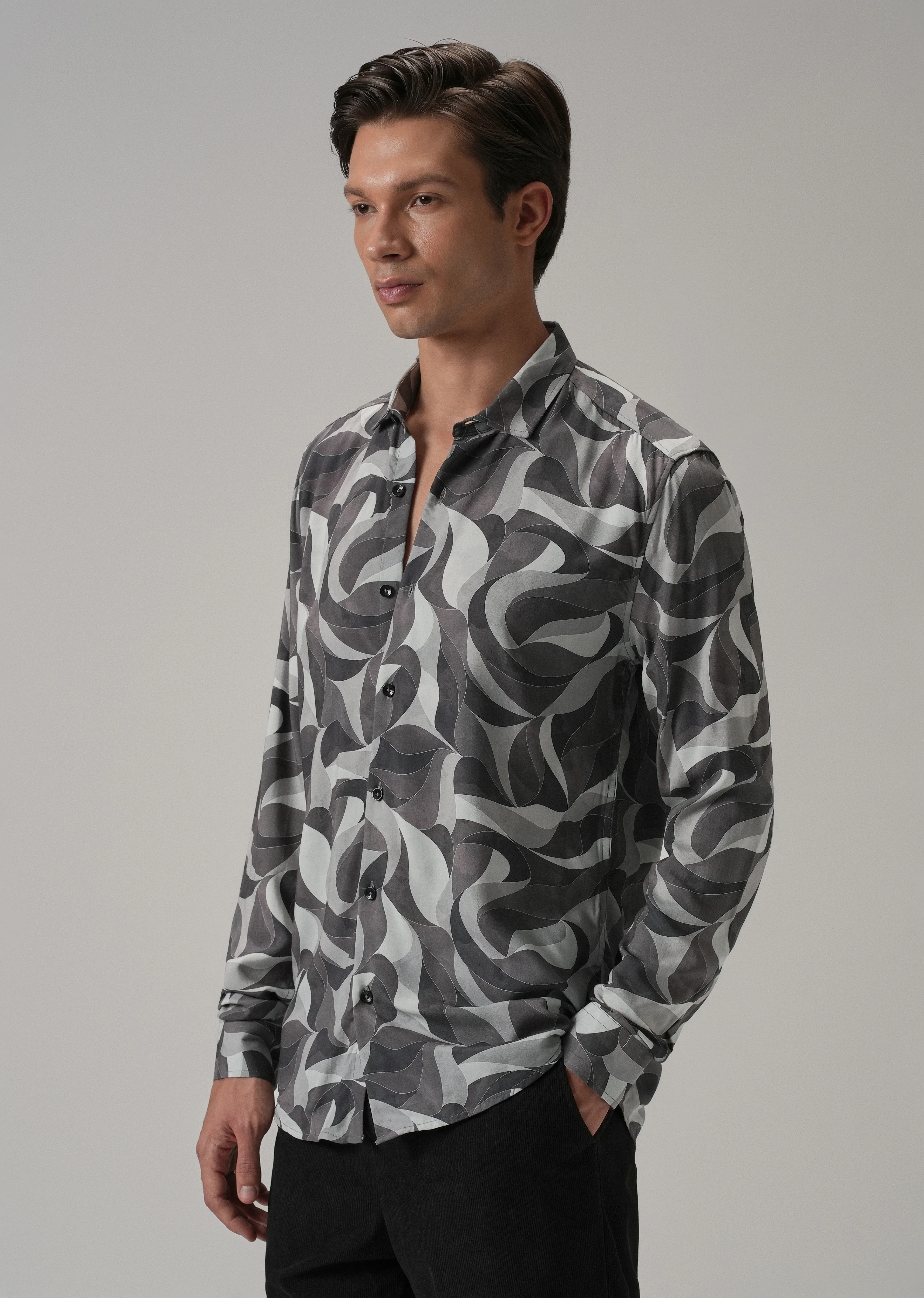 Dusky Violet Swirl Printed Shirt - Image 4