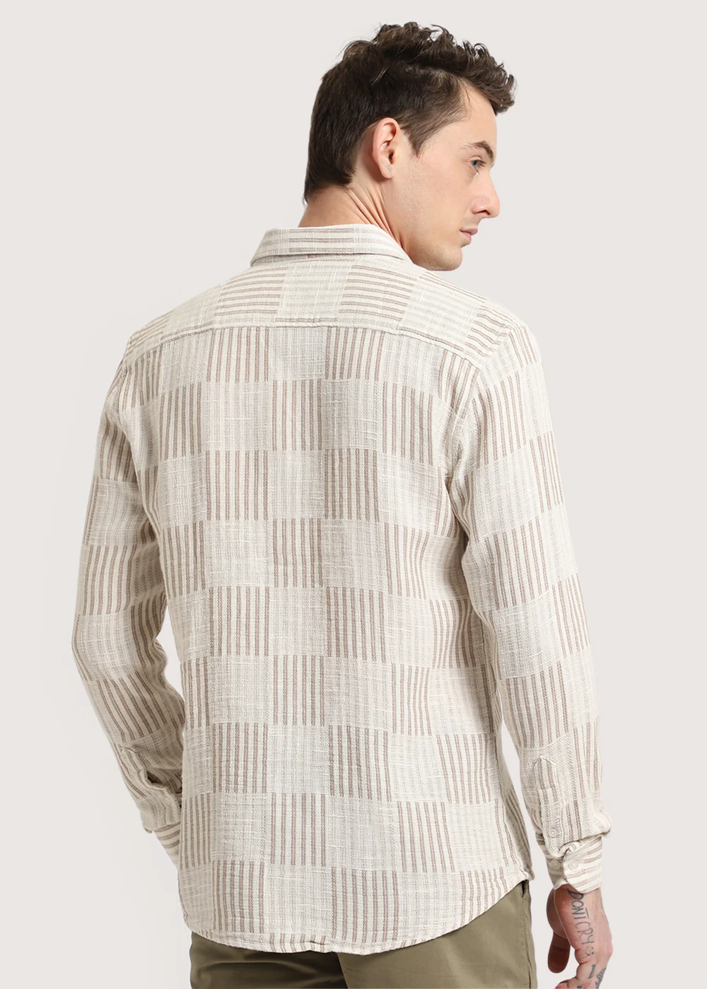 Dusty Brown Checker Textured Shirt - Image 5