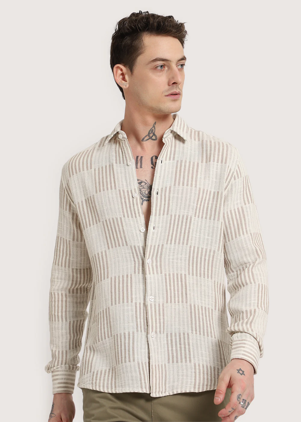 Dusty Brown Checker Textured Shirt - Image 7
