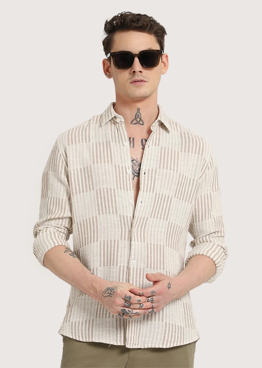 Dusty Brown Checker Textured Shirt - Image 8