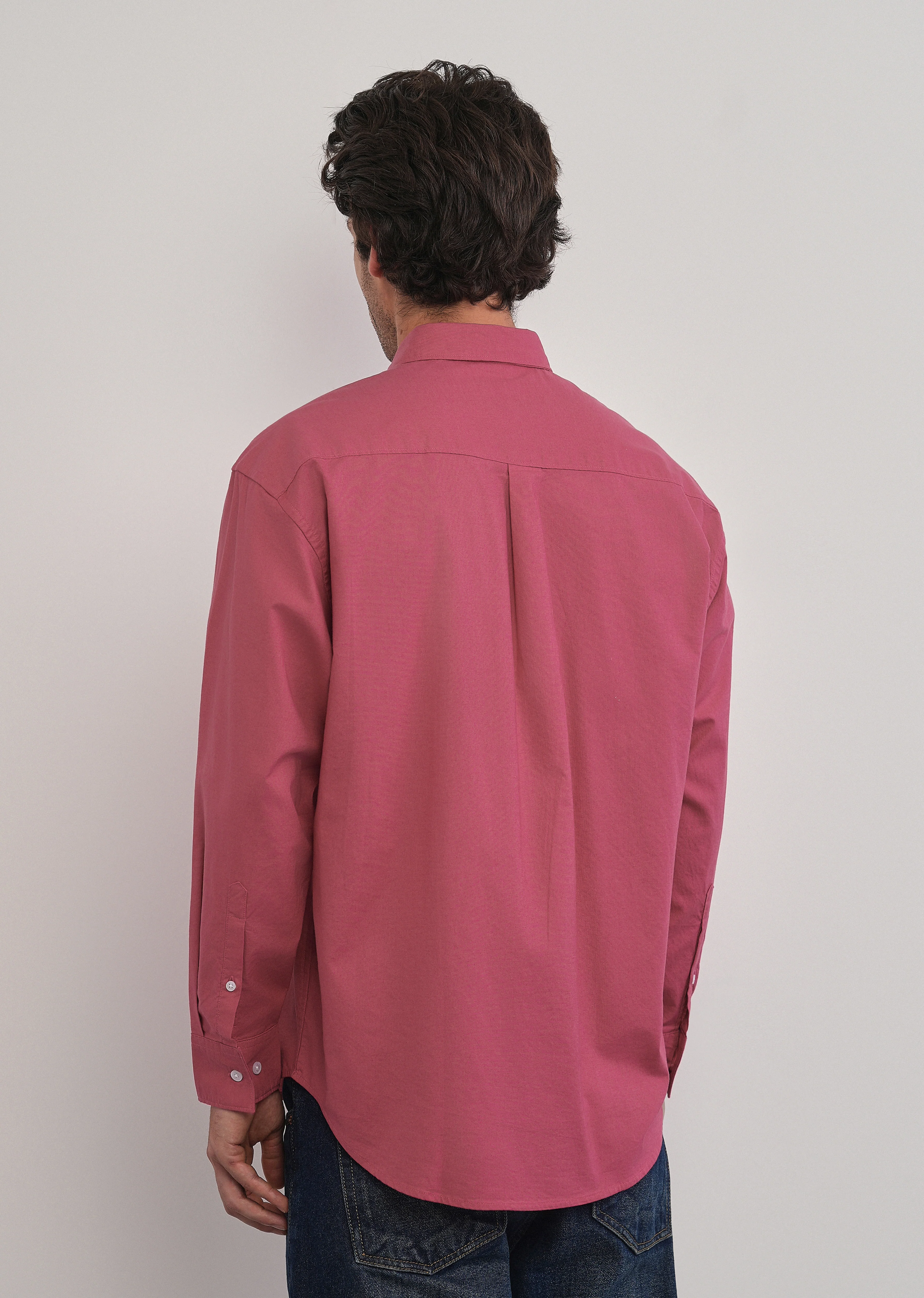 Dusty Rose Cotton Stretch Oversized Shirt - Image 2