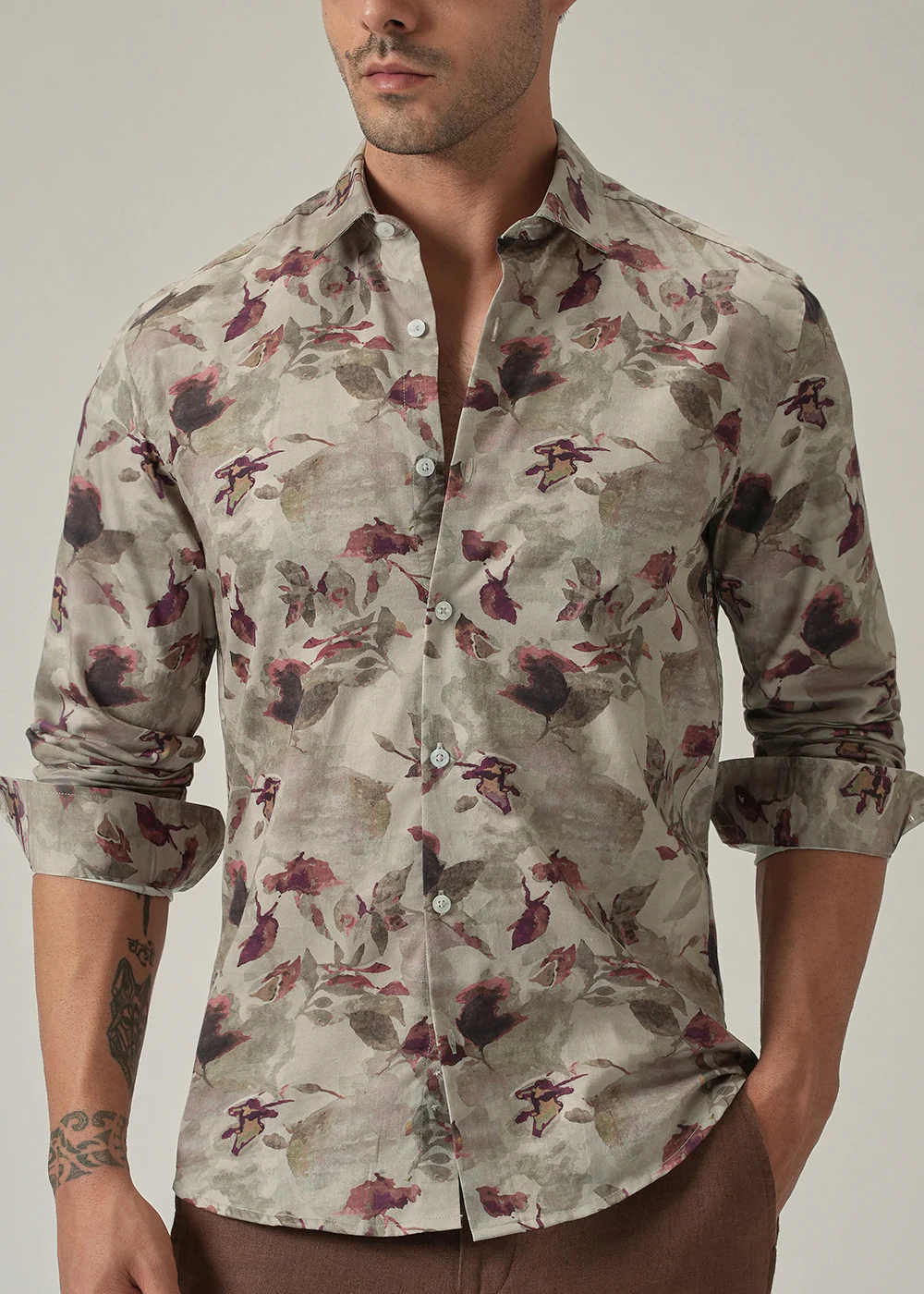 Dusty Rose Floral Print Shirt - Image 7