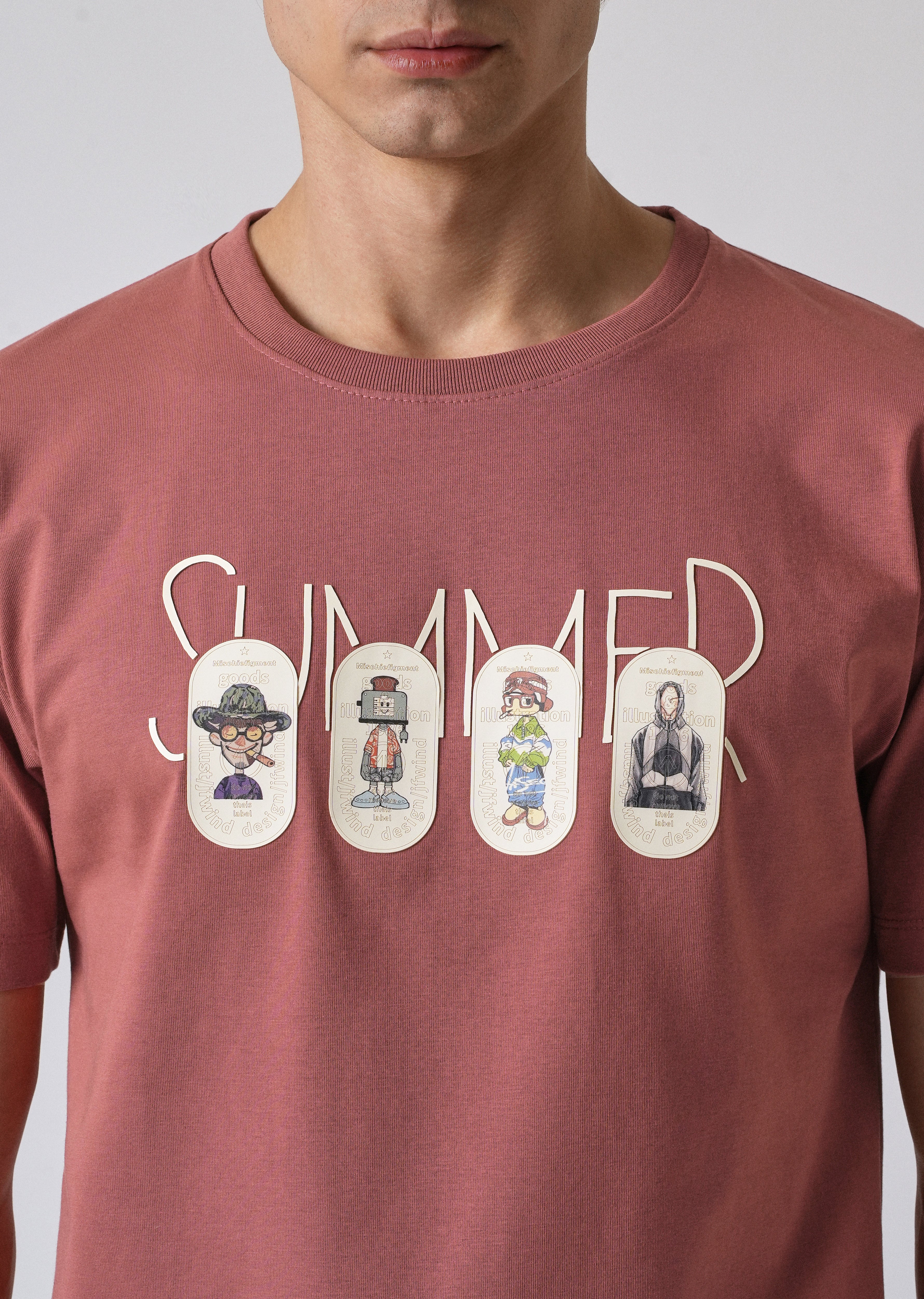 Dusty Rose Printed Slim Fit T-shirt - Image 5