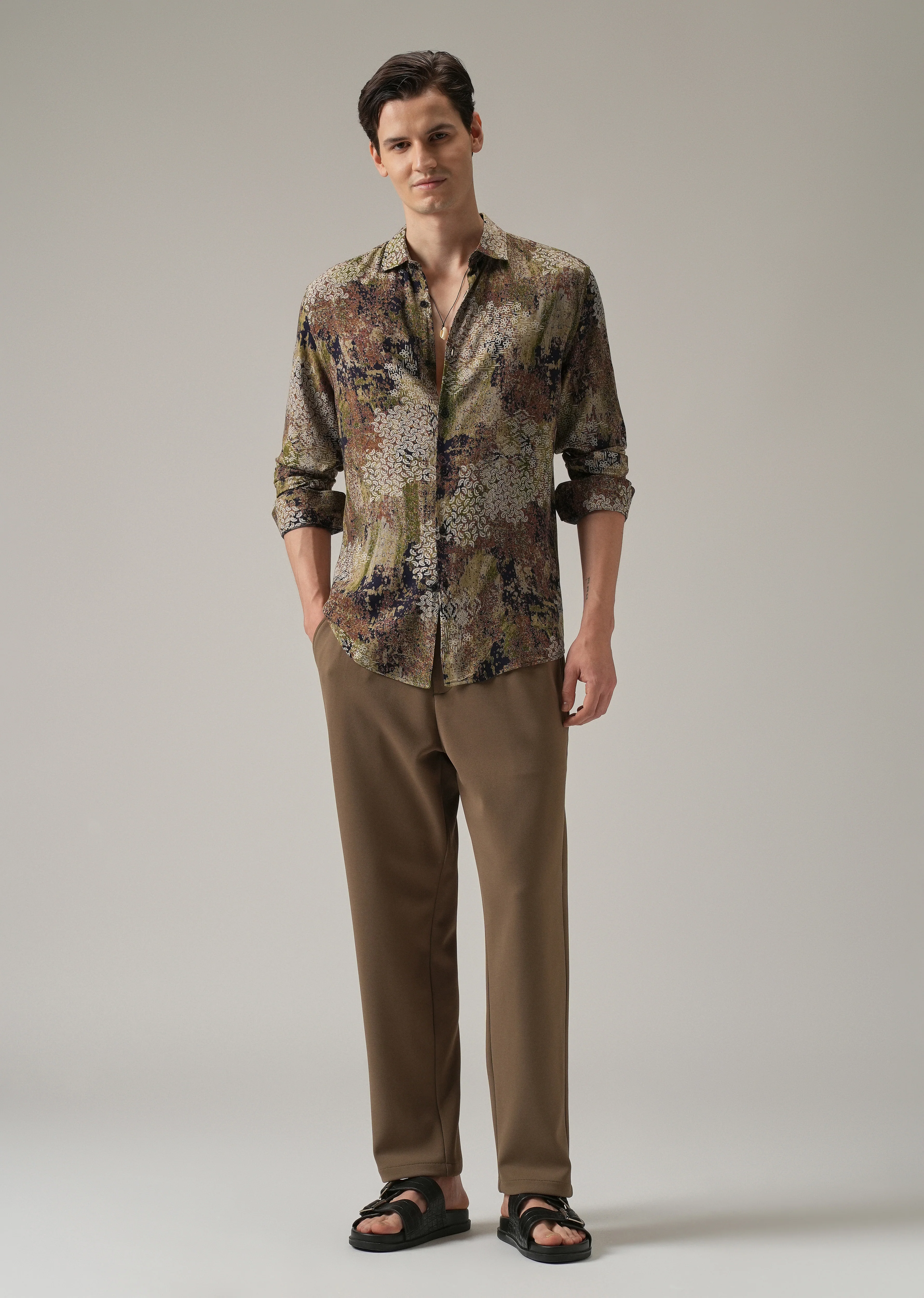 Earthen Camo Print Feather Shirt - Image 6
