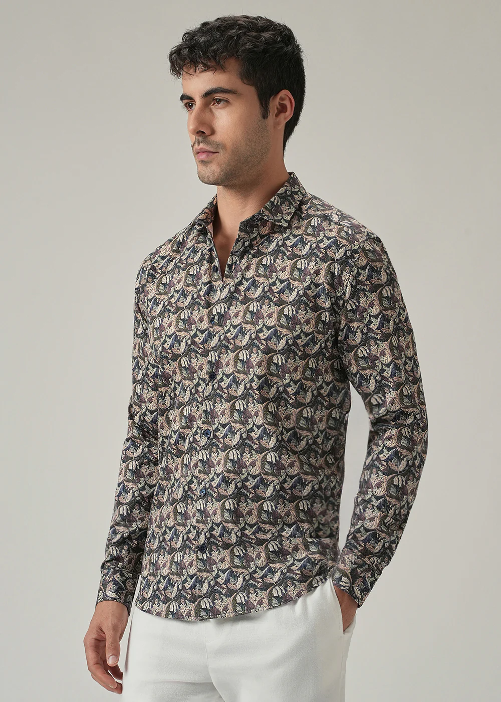 Earthy Leaf Print Shirt - Image 4