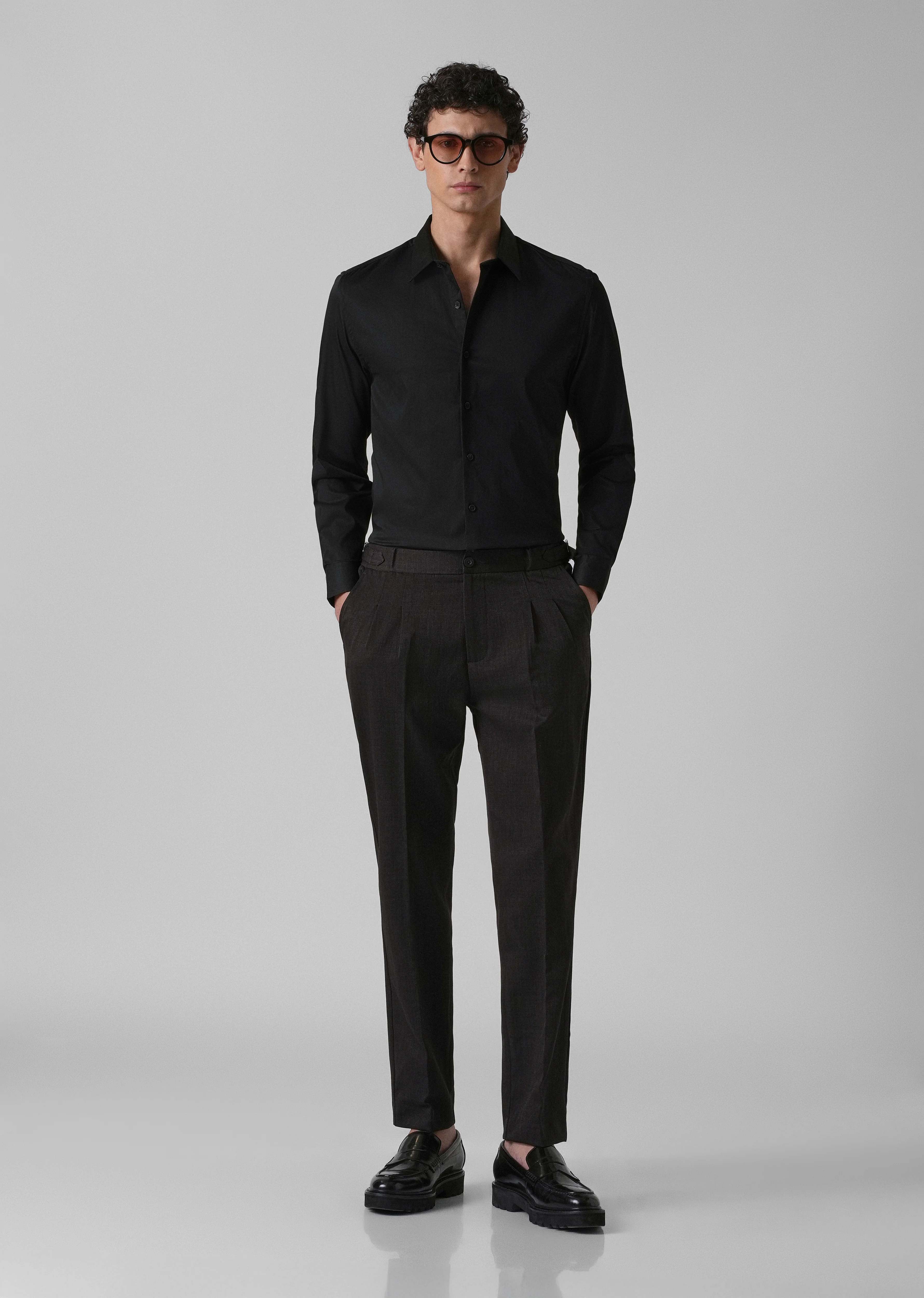 Ebony Black Plain Satin Shirt - Image 6