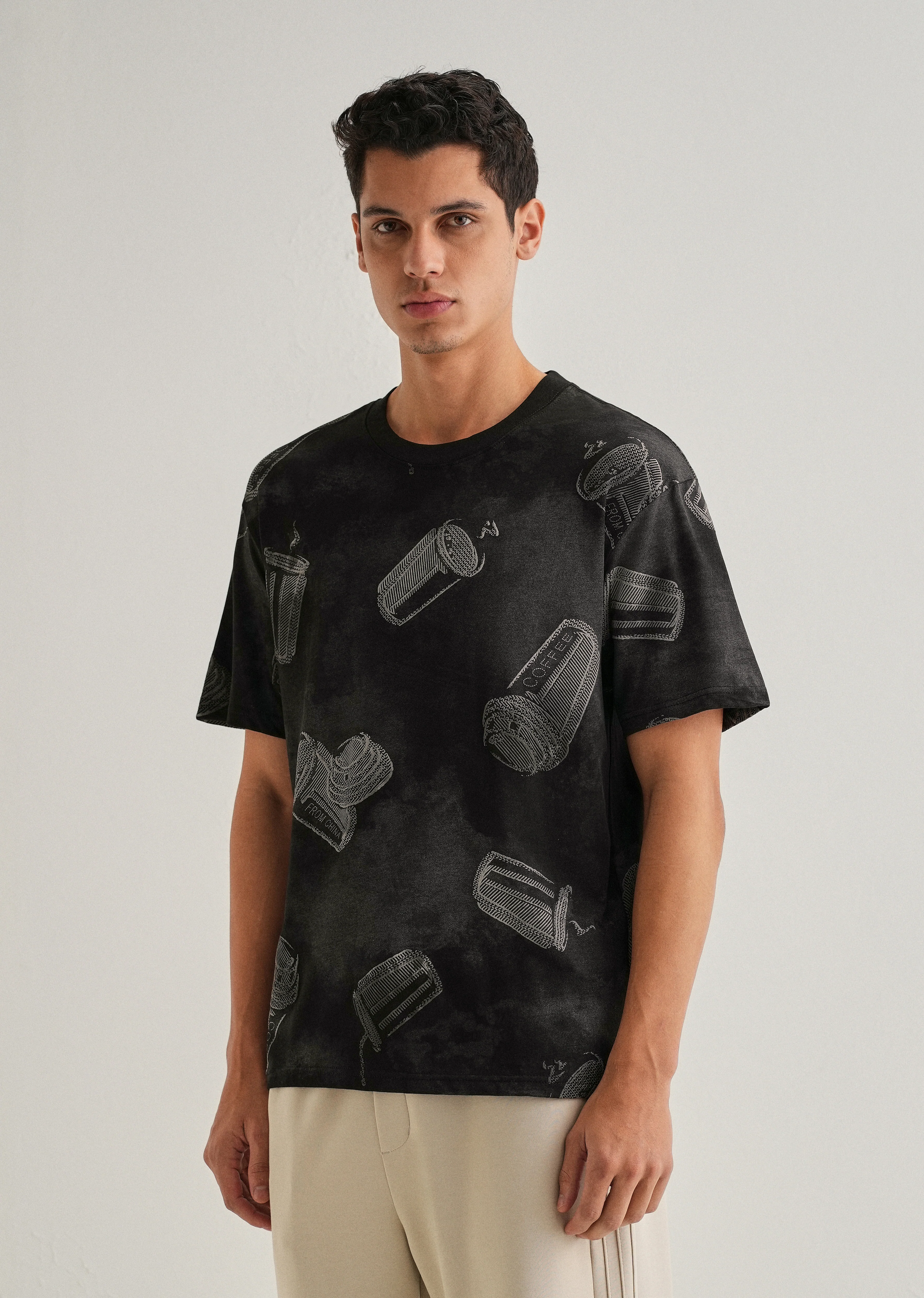 Ebony Black Printed Oversized T-shirt - Image 4