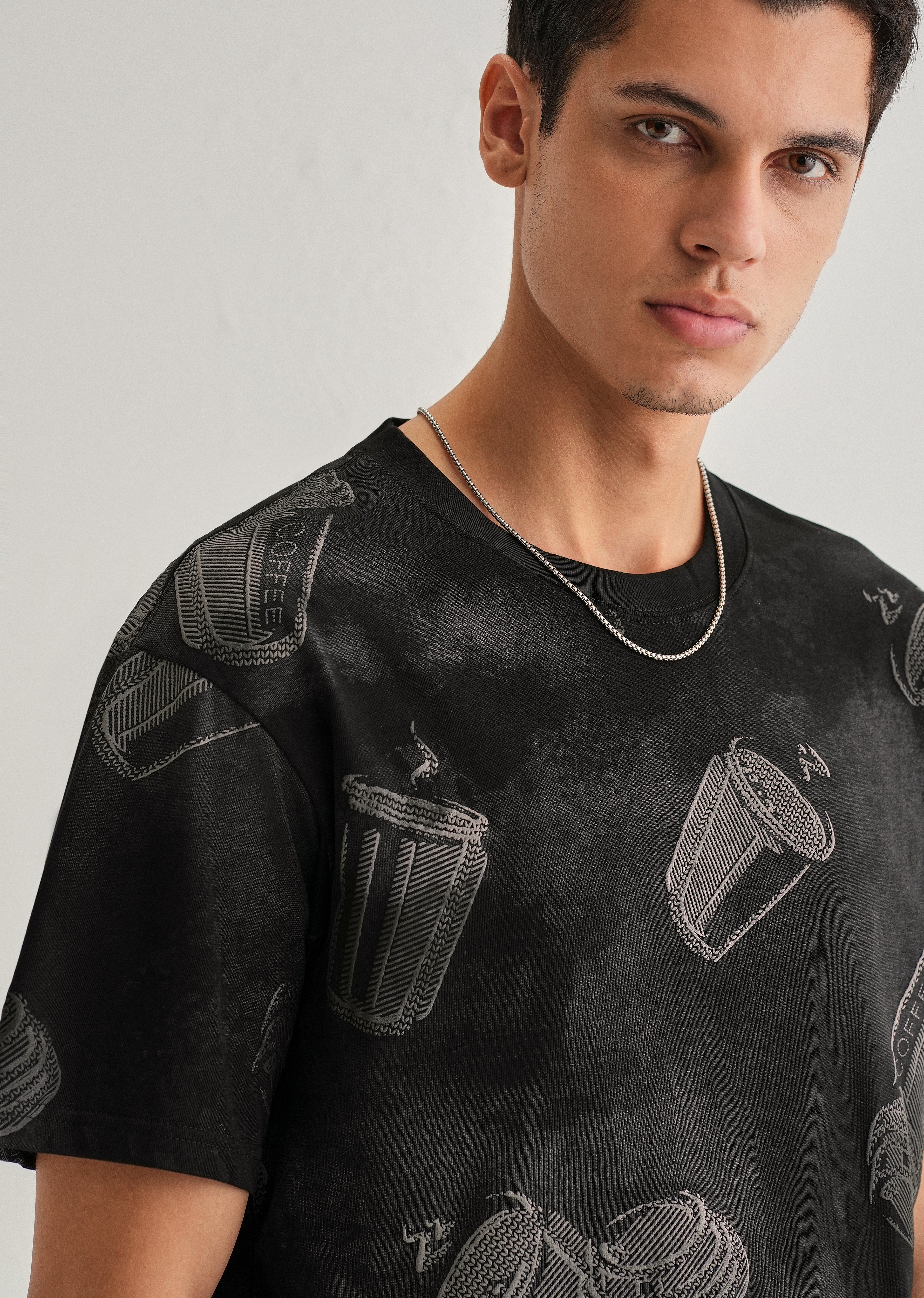 Ebony Black Printed Oversized T-shirt - Image 5