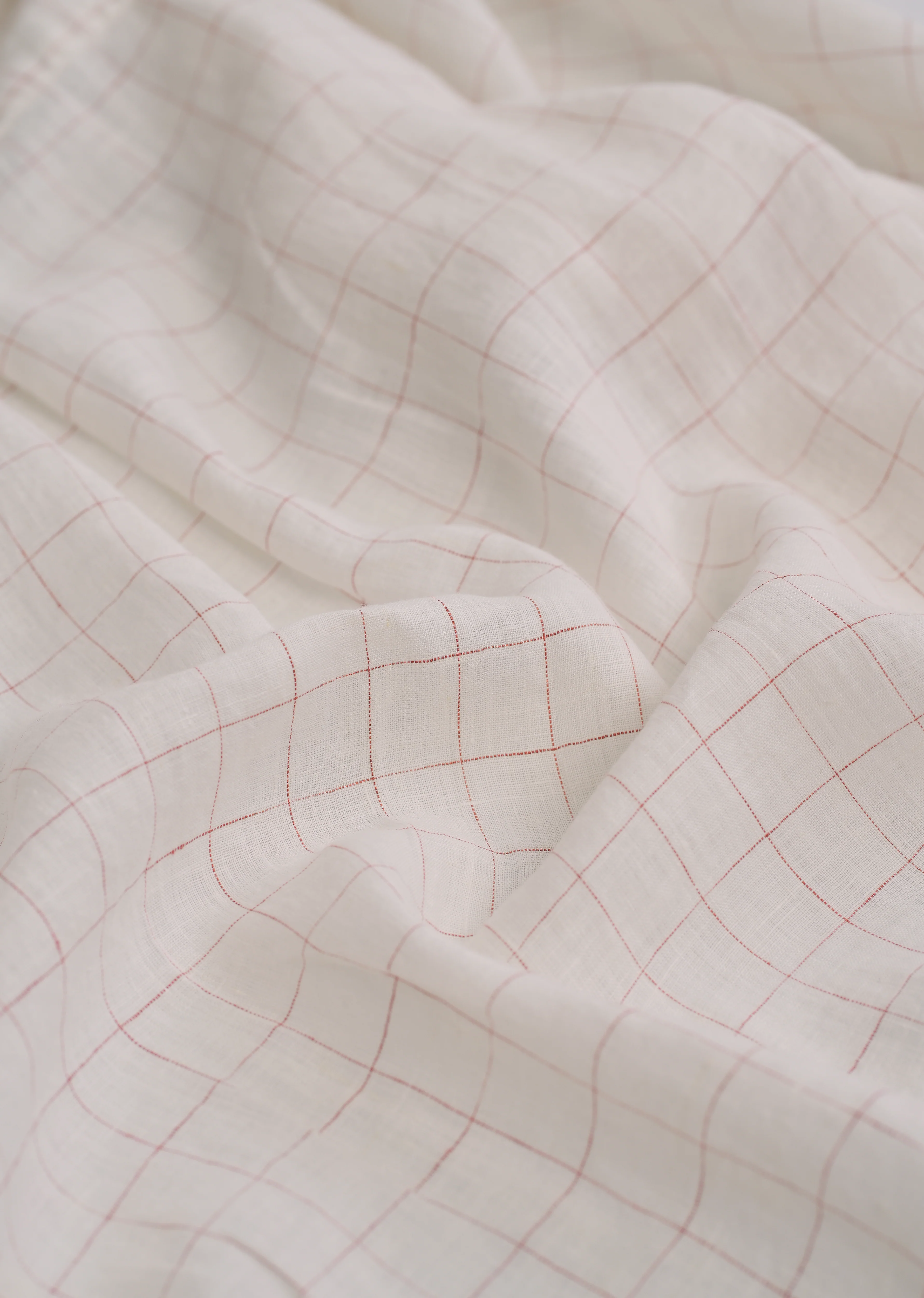 Ecru 100% Pure Linen Check Shirt - Image 3