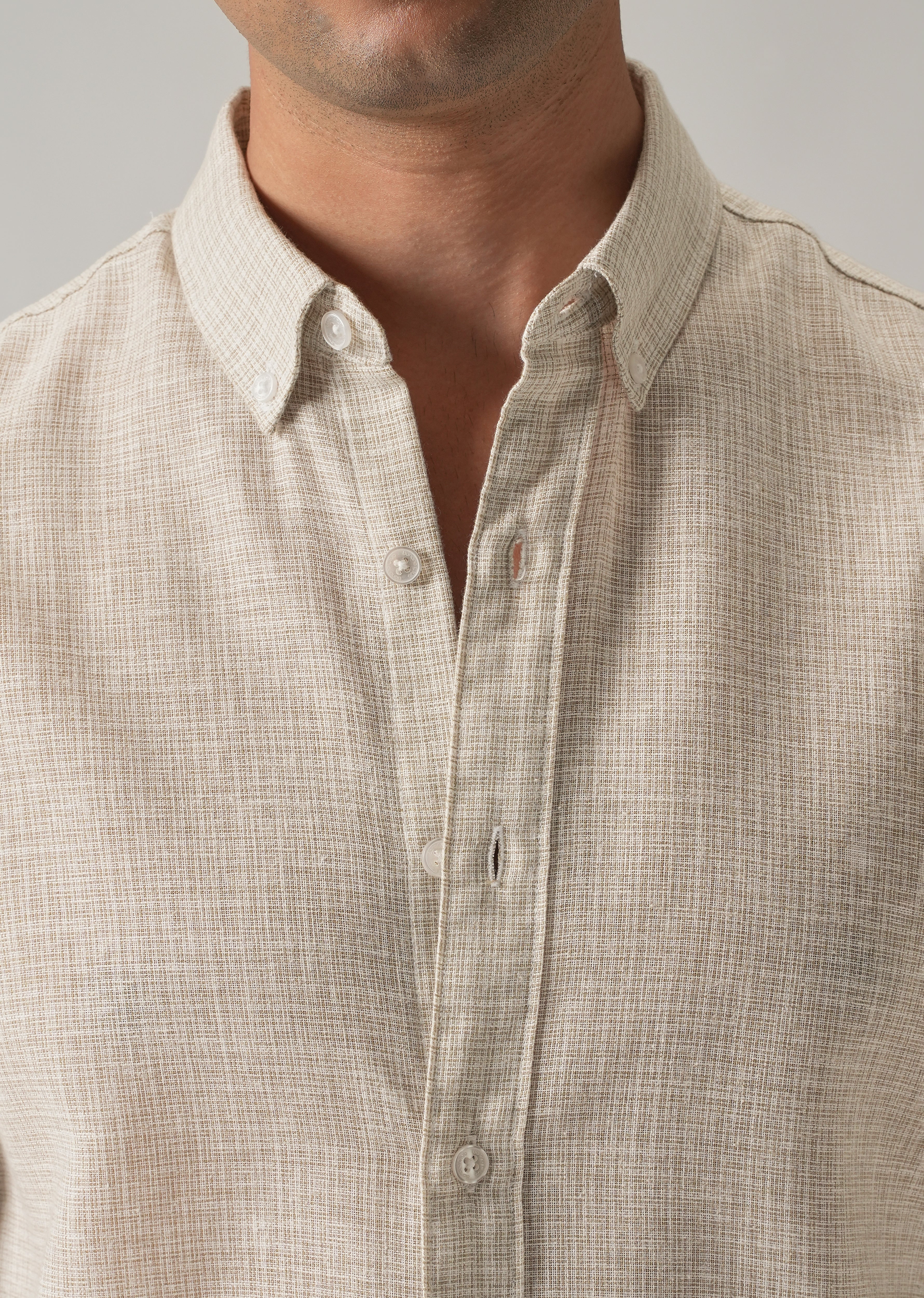Ecru Beige Blended Linen shirt - Image 5
