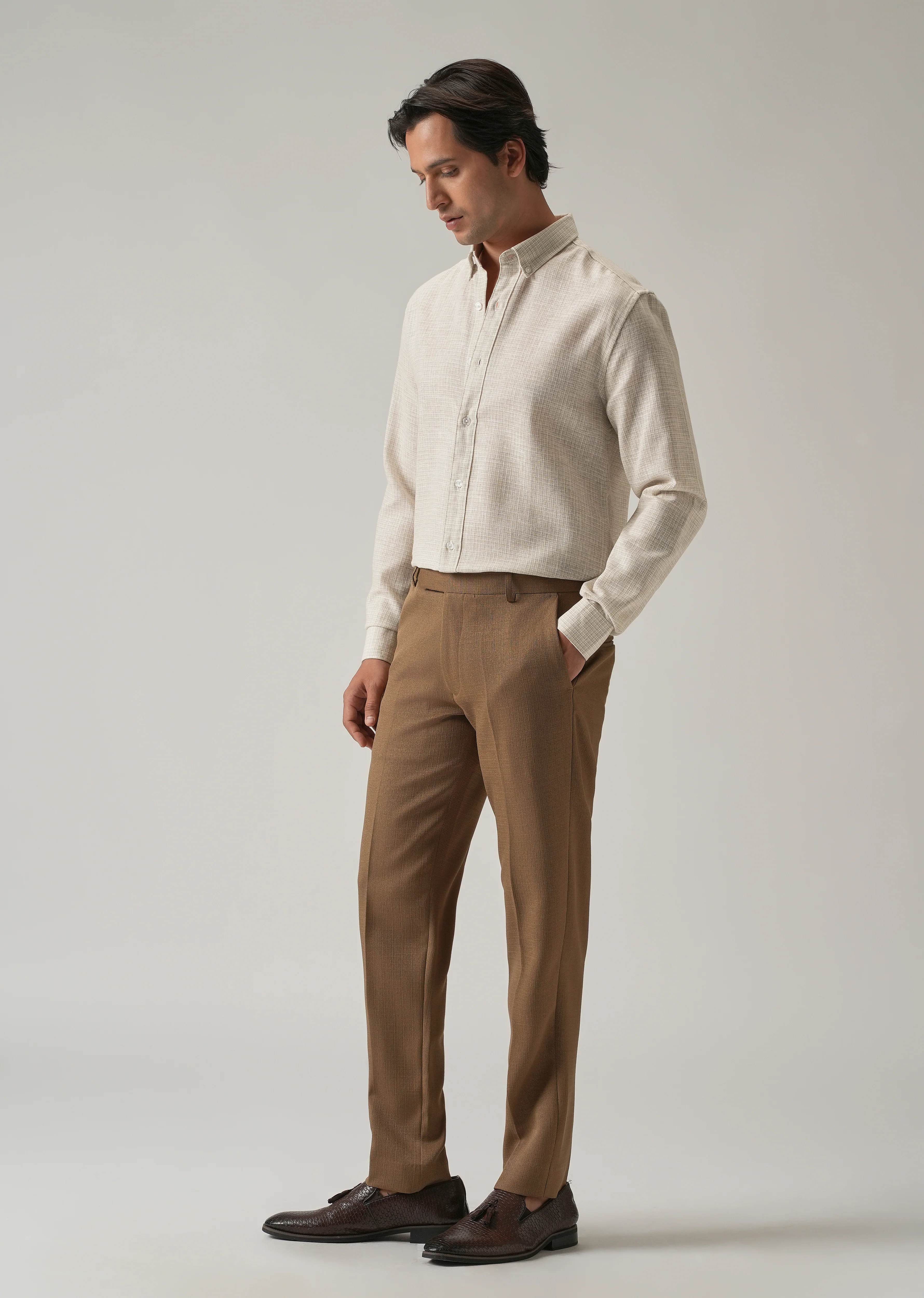 Ecru Beige Blended Linen shirt - Image 6