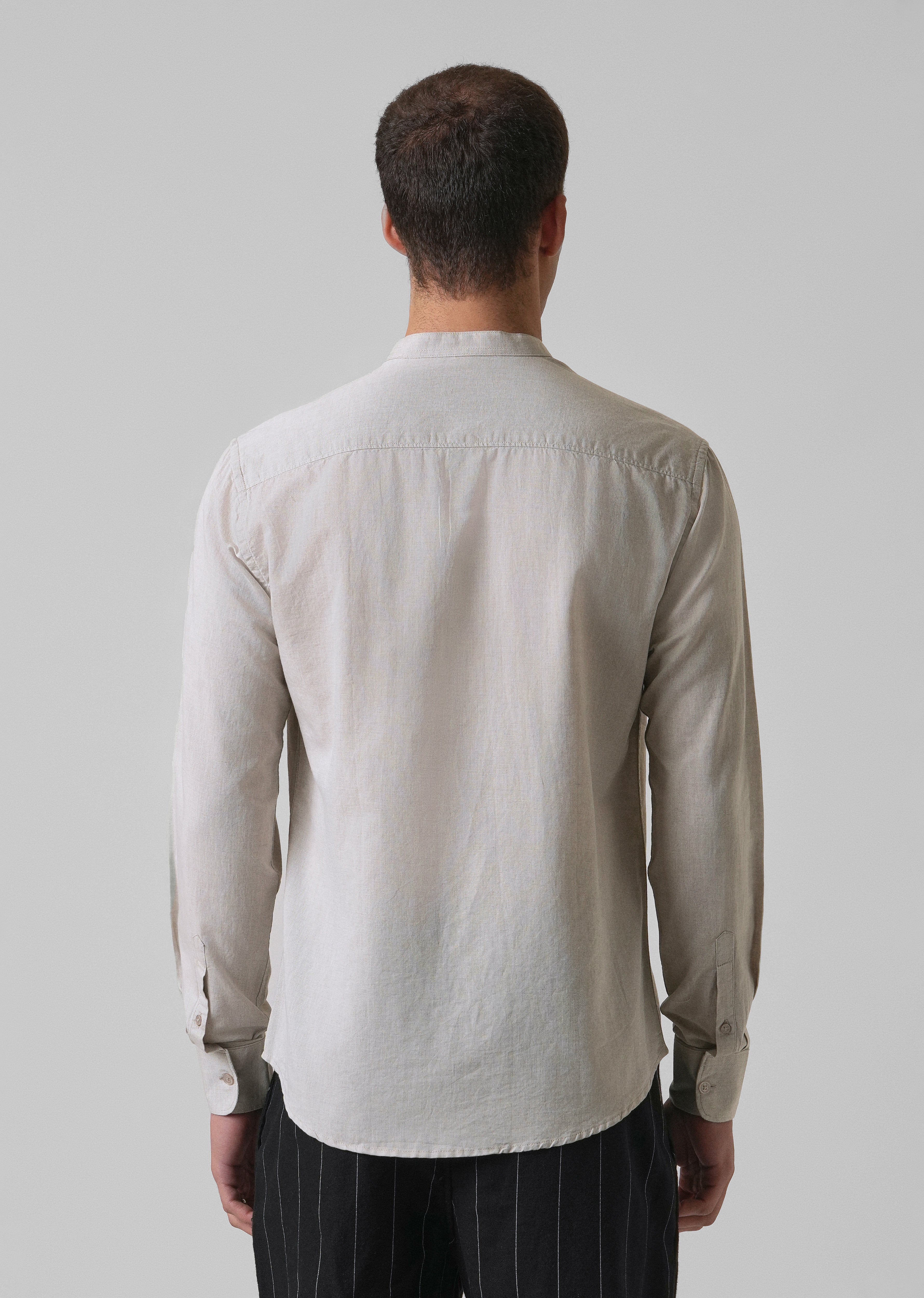 Ecru Beige Cotton Linen Shirt - Image 2