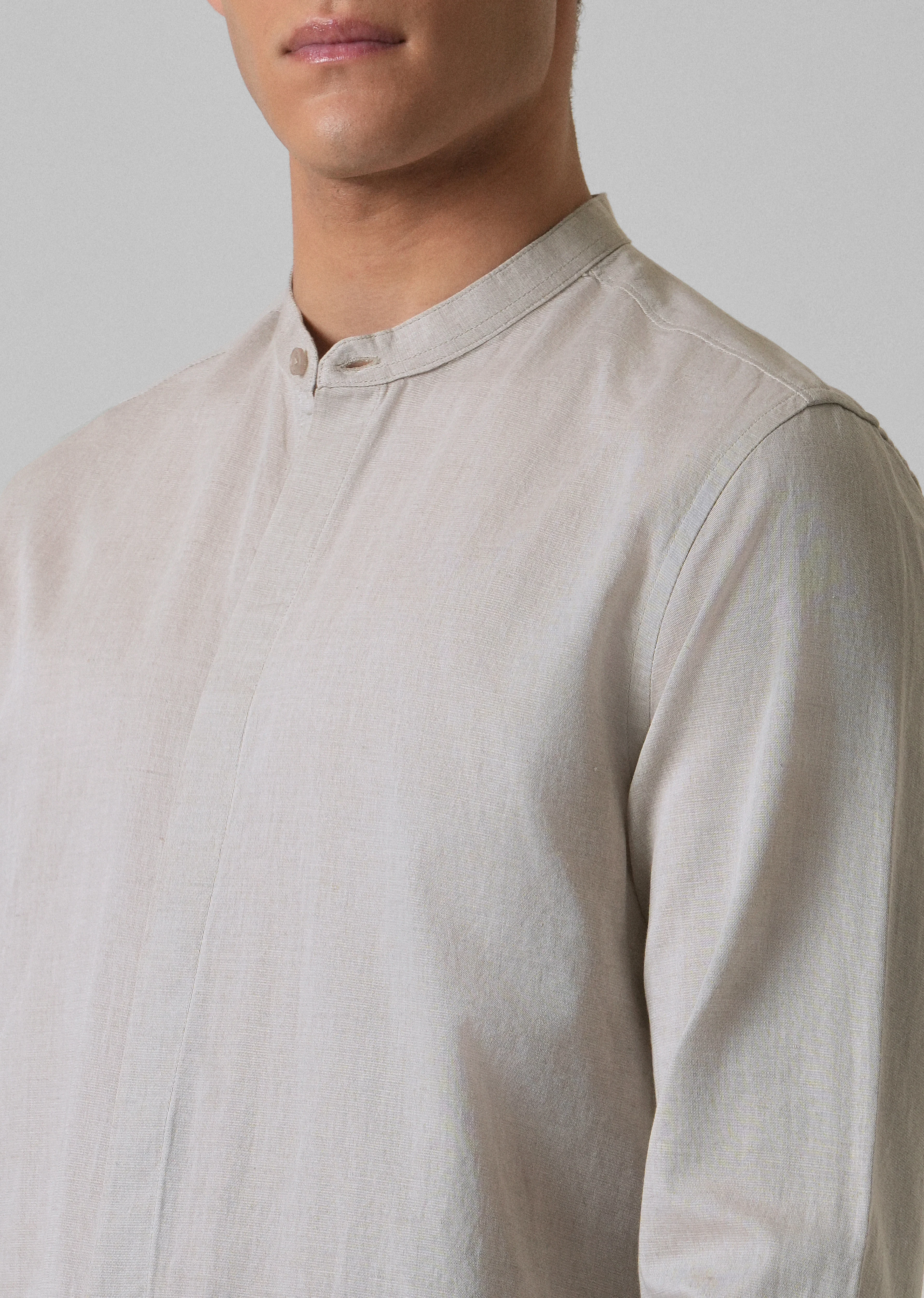 Ecru Beige Cotton Linen Shirt - Image 5