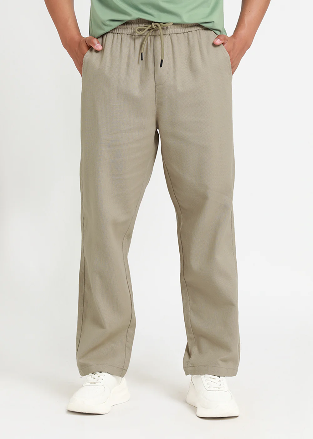 Ecru Beige Textured Pants - Image 2