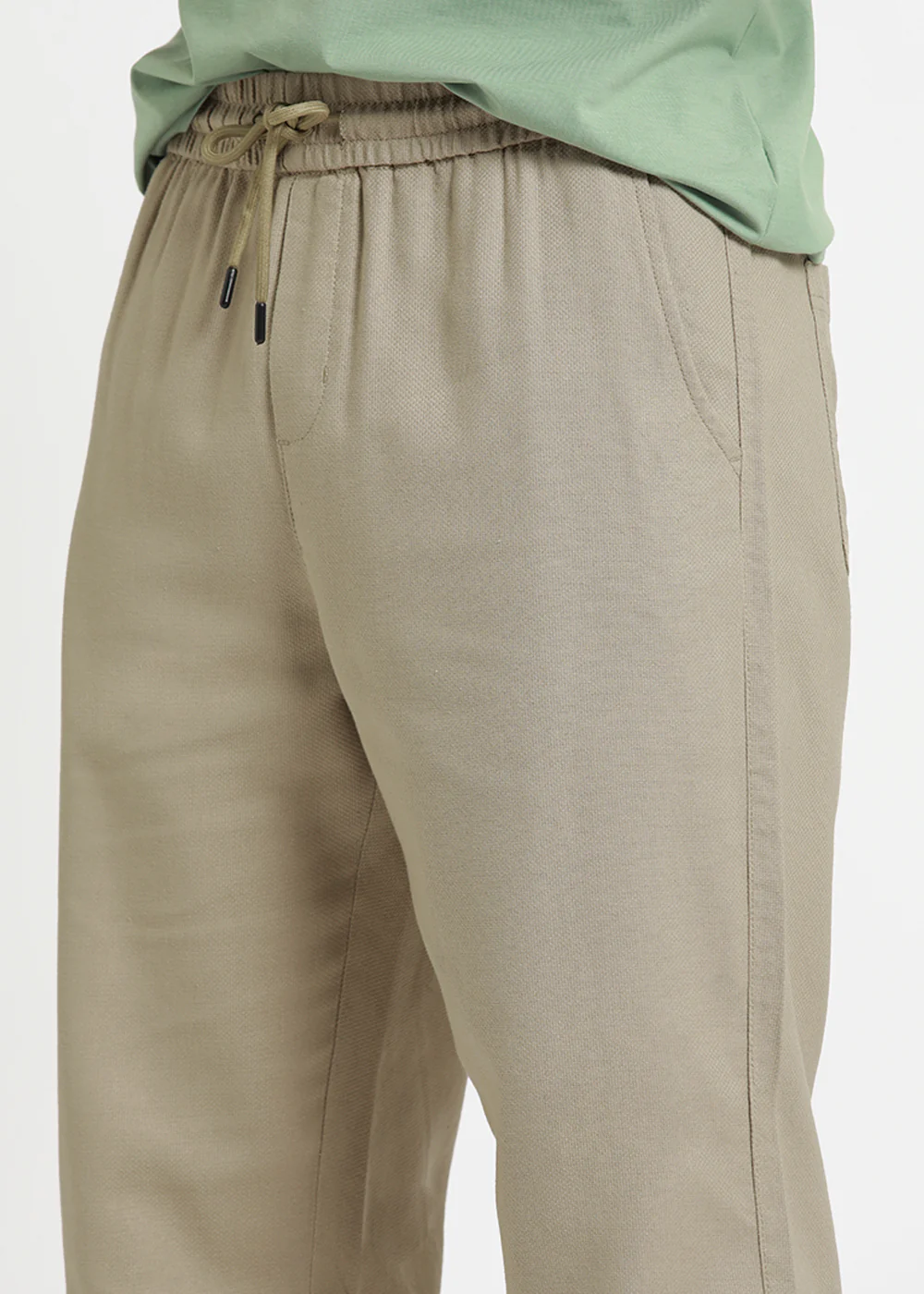 Ecru Beige Textured Pants - Image 4