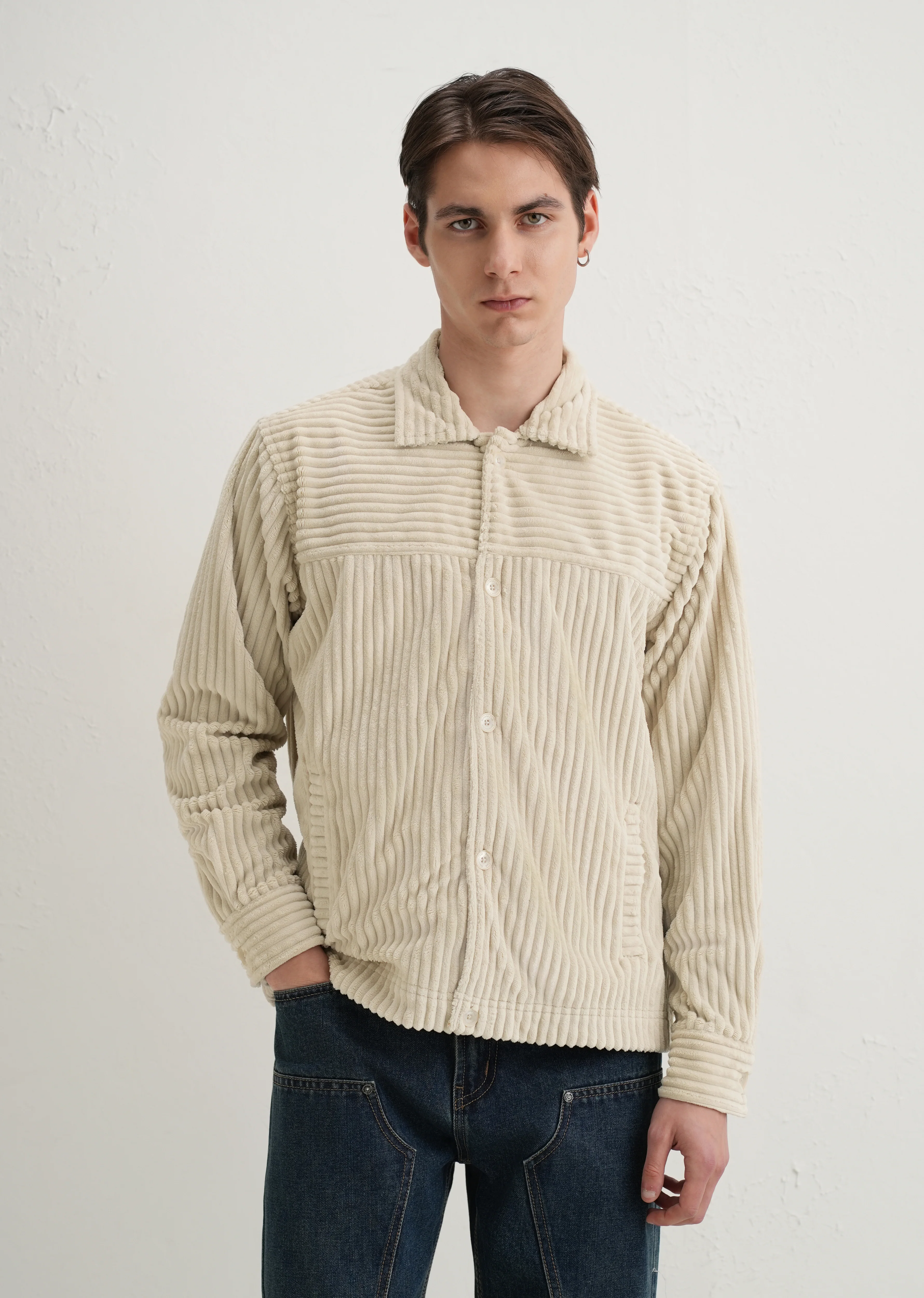 Ecru Corduroy Shacket - Image 3