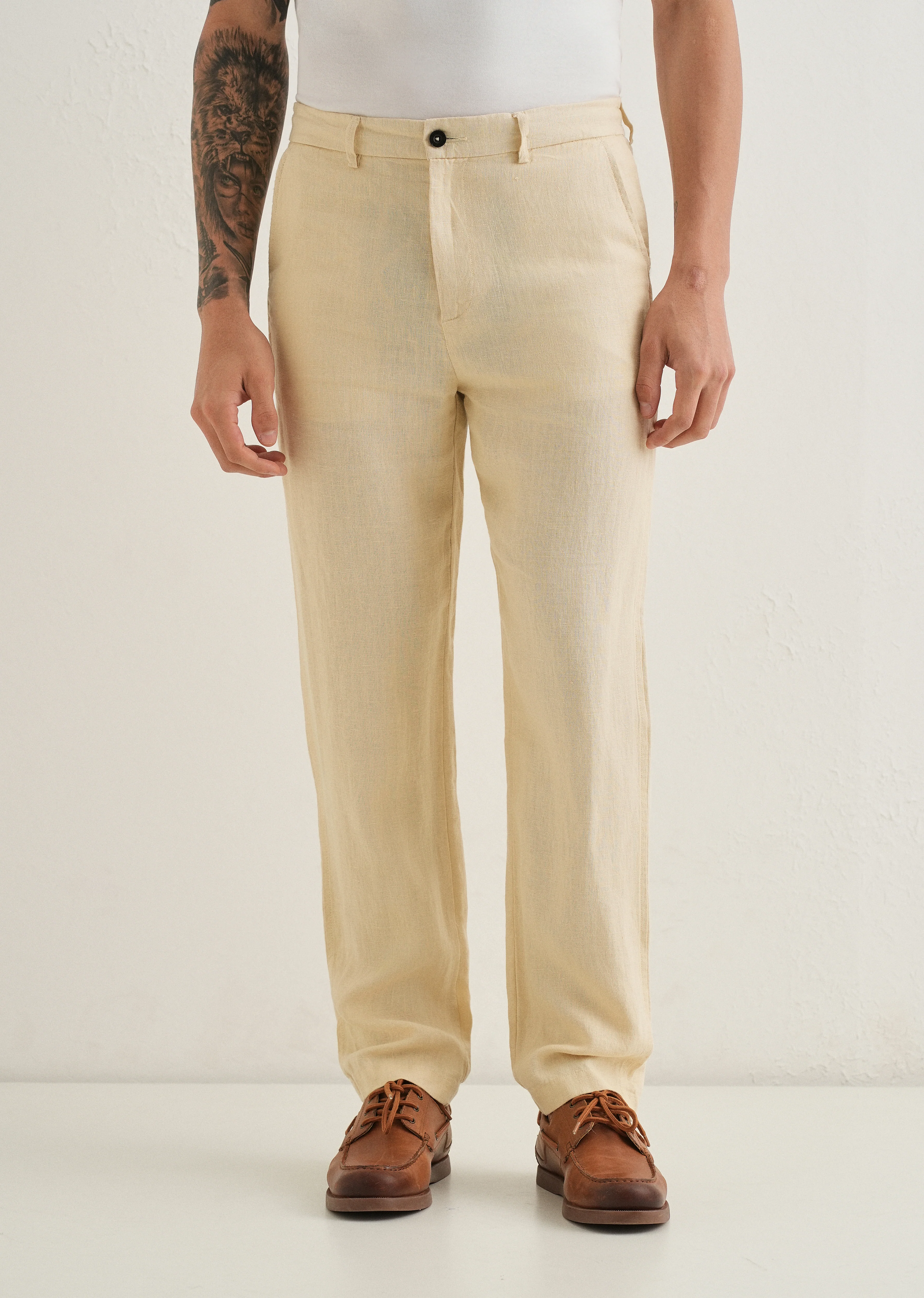 Ecru Cream Linen Pant - Image 3
