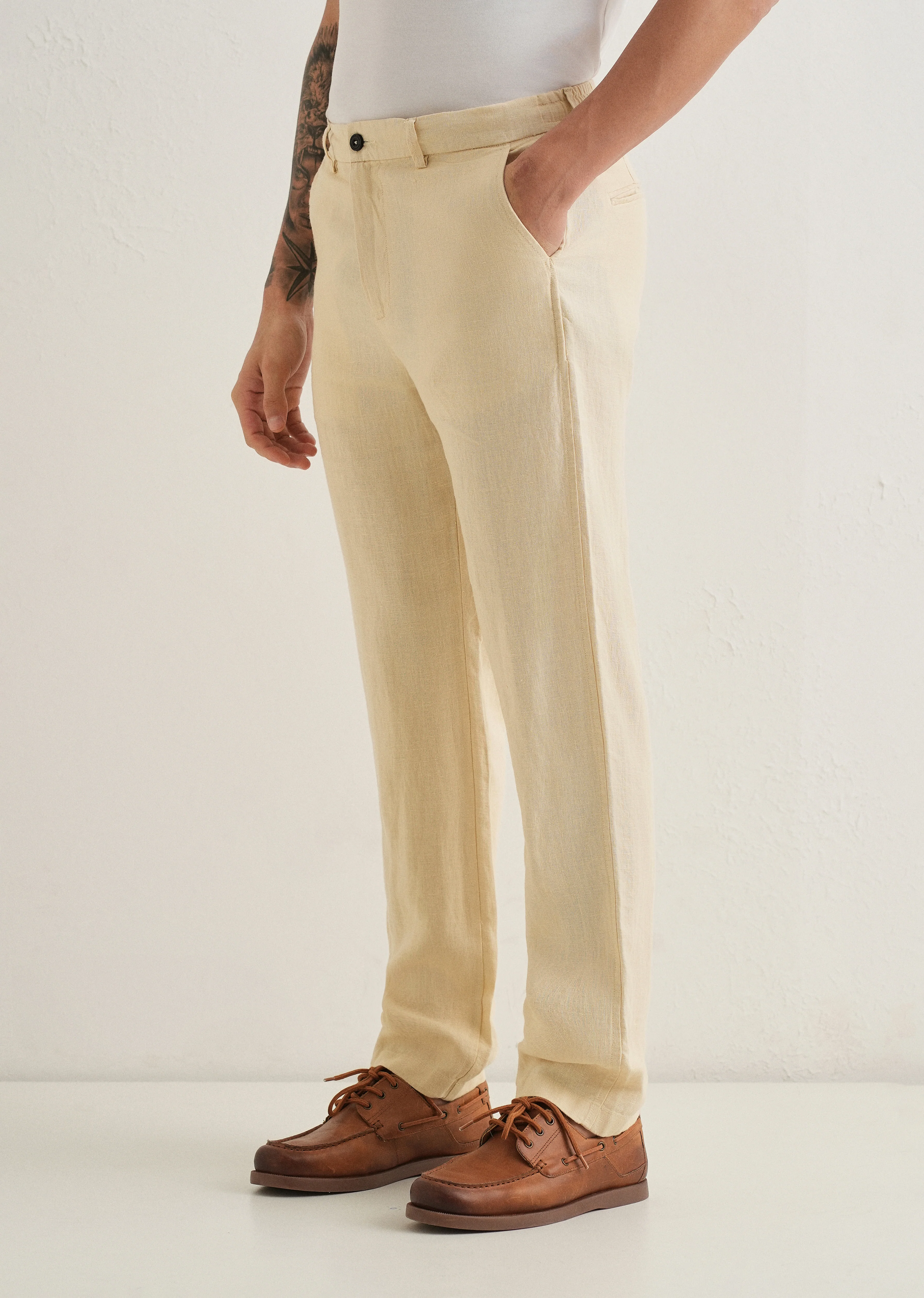 Ecru Cream Linen Pant - Image 4