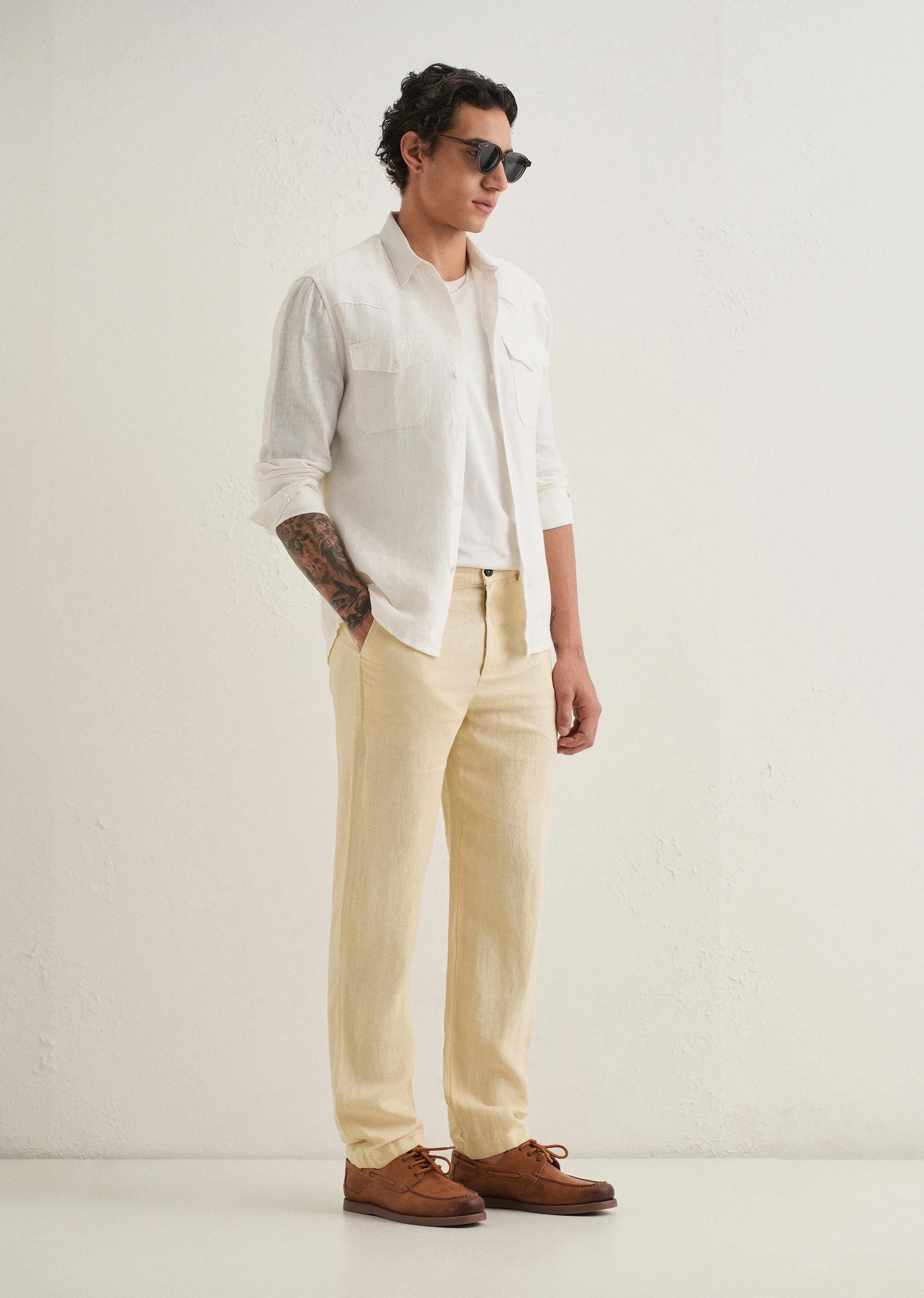 Ecru Cream Linen Pant - Image 6