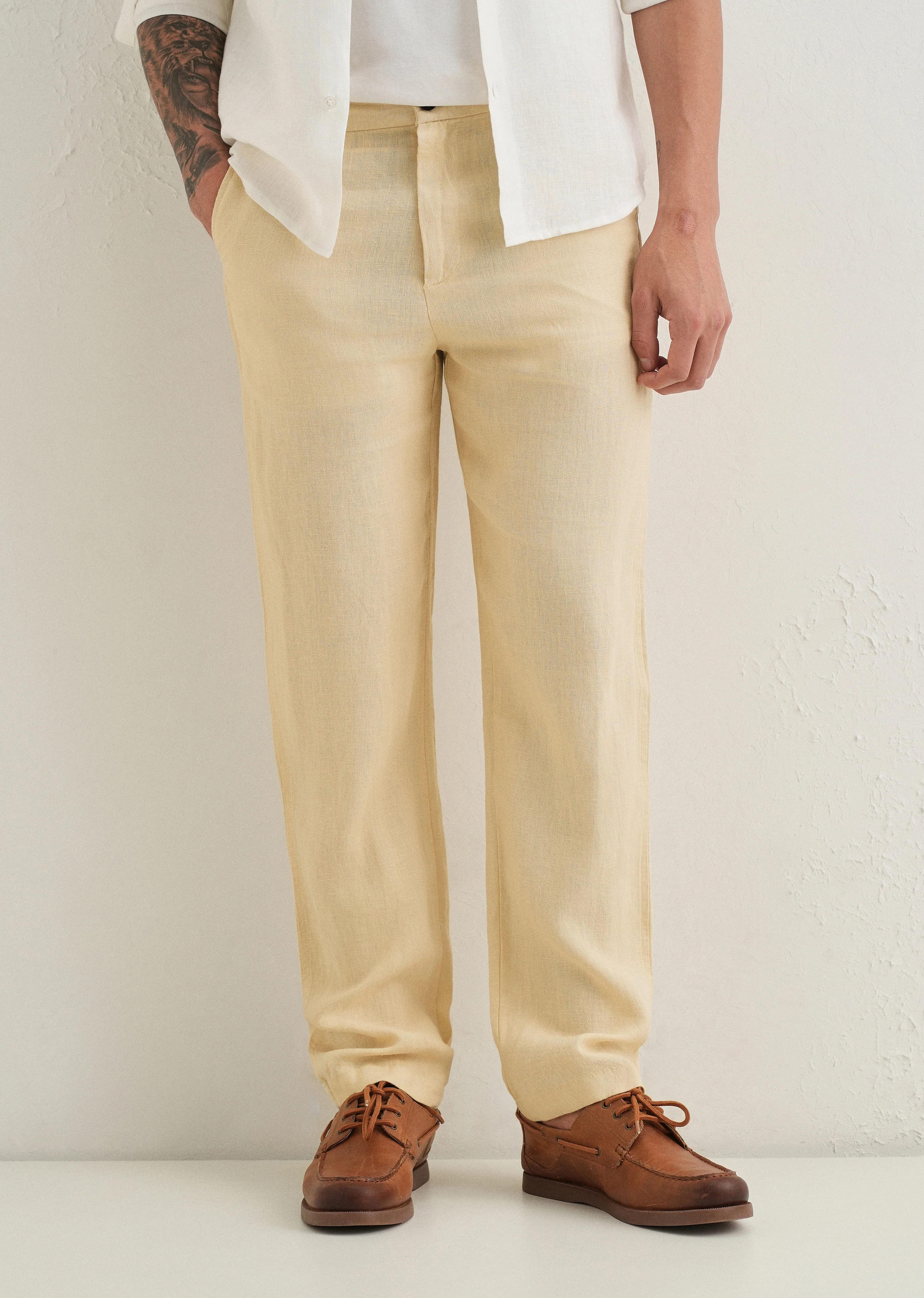 Ecru Cream Linen Pant - Image 7