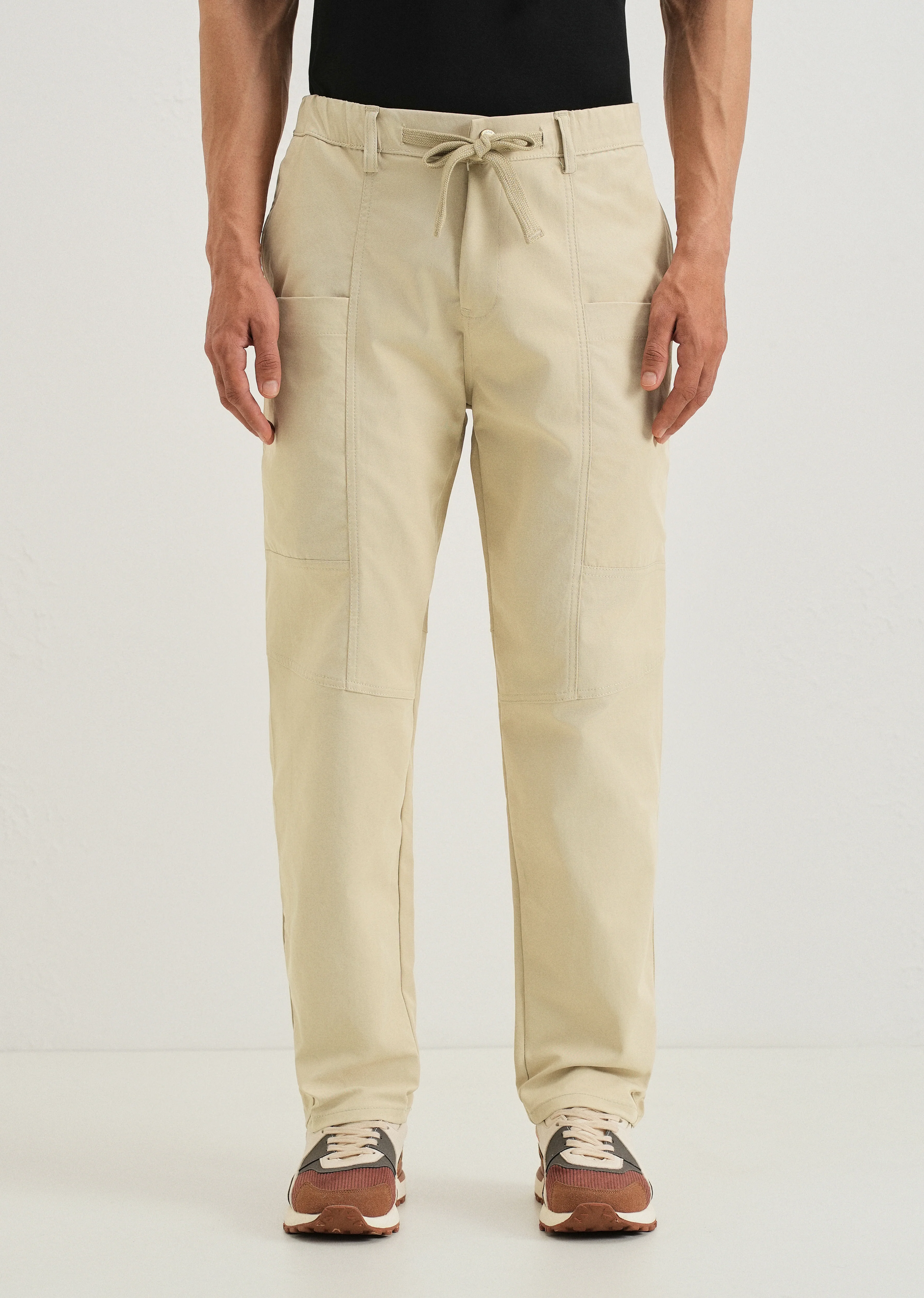Ecru Drawstring Panel Cargo Pant - Image 3