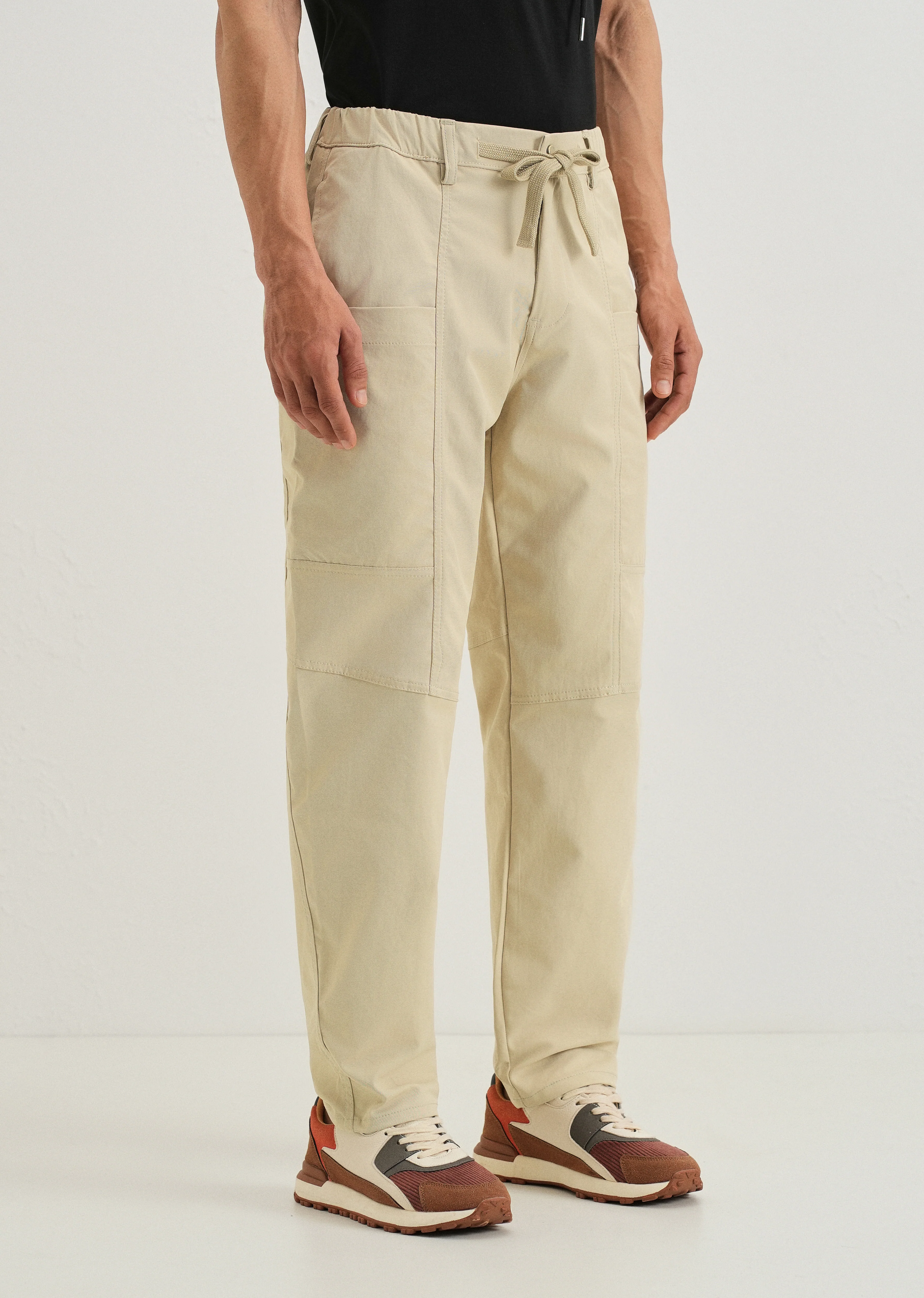 Ecru Drawstring Panel Cargo Pant - Image 4
