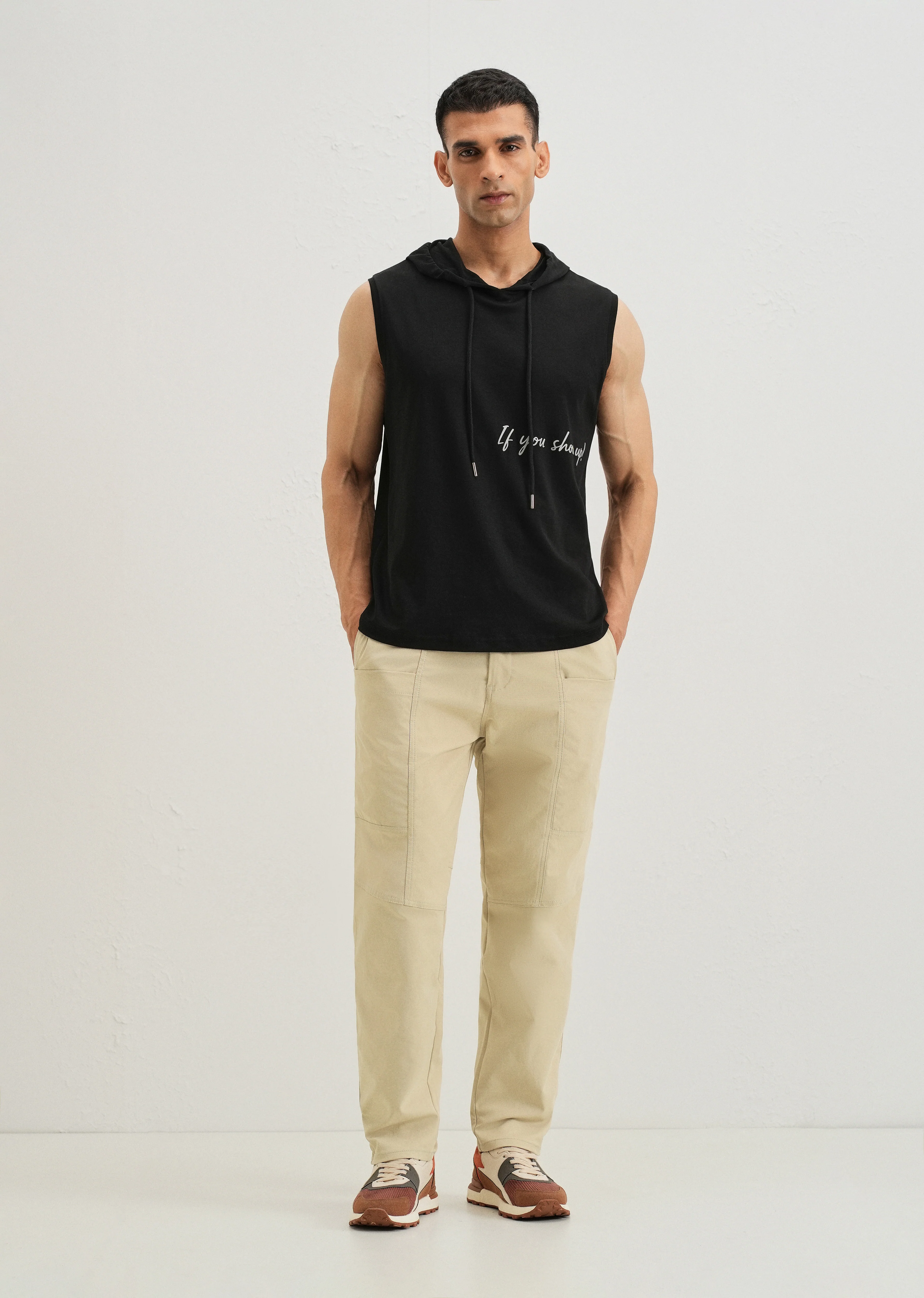 Ecru Drawstring Panel Cargo Pant - Image 6