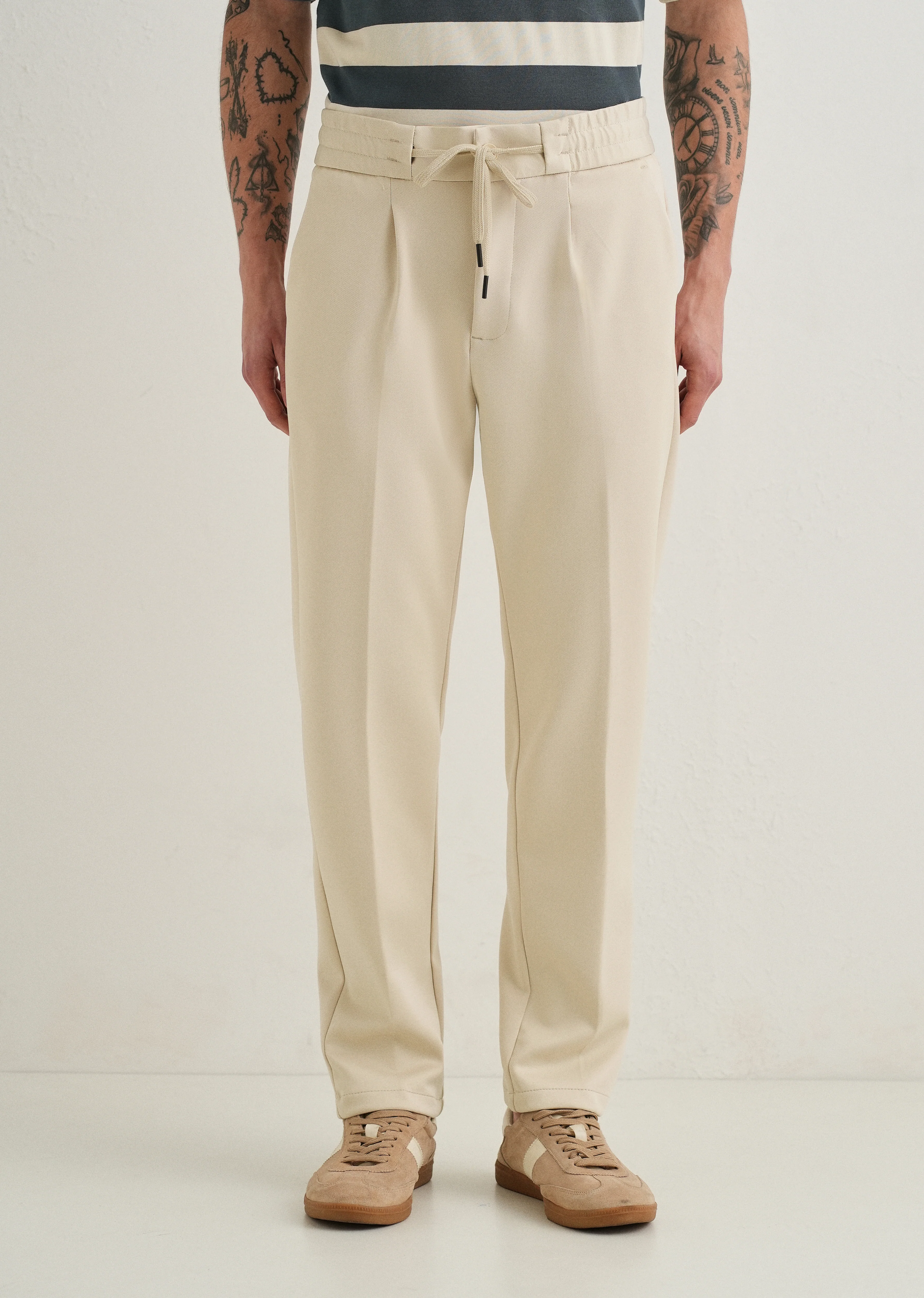 Ecru Drawstring Trousers - Image 3