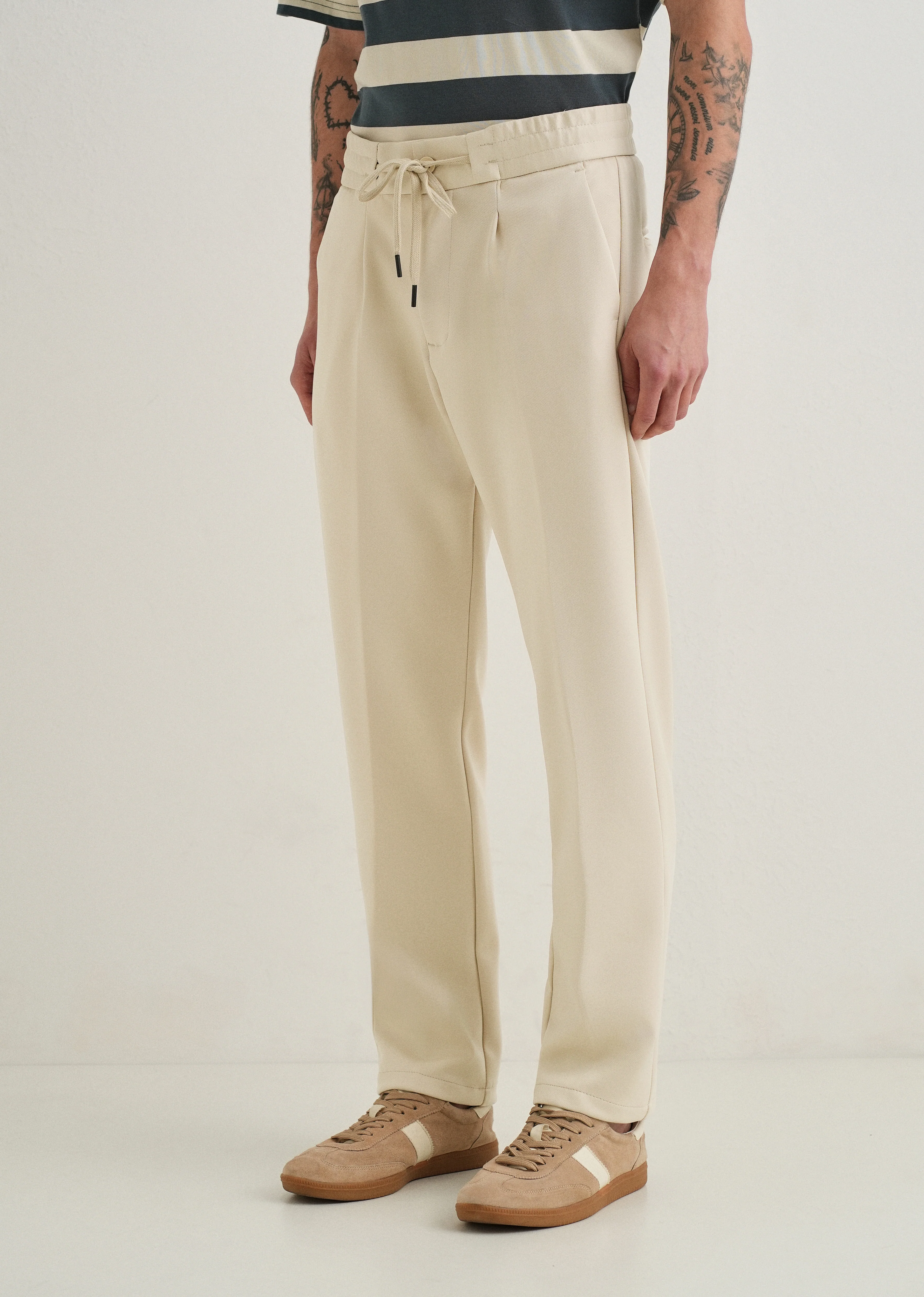 Ecru Drawstring Trousers - Image 4