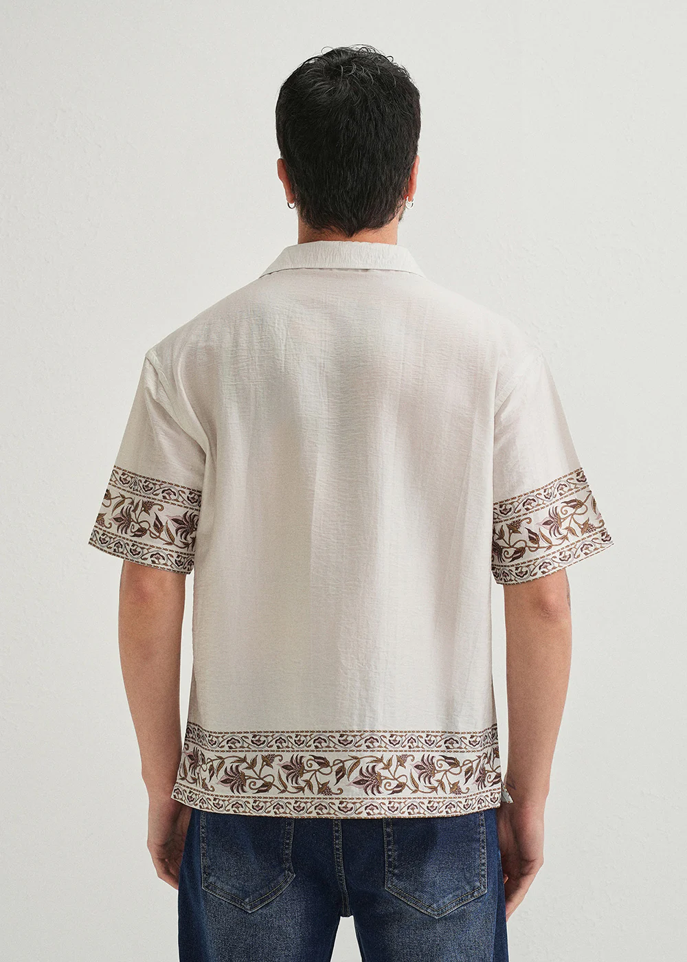 Ecru Floral Panel Printed Shirt - Image 2