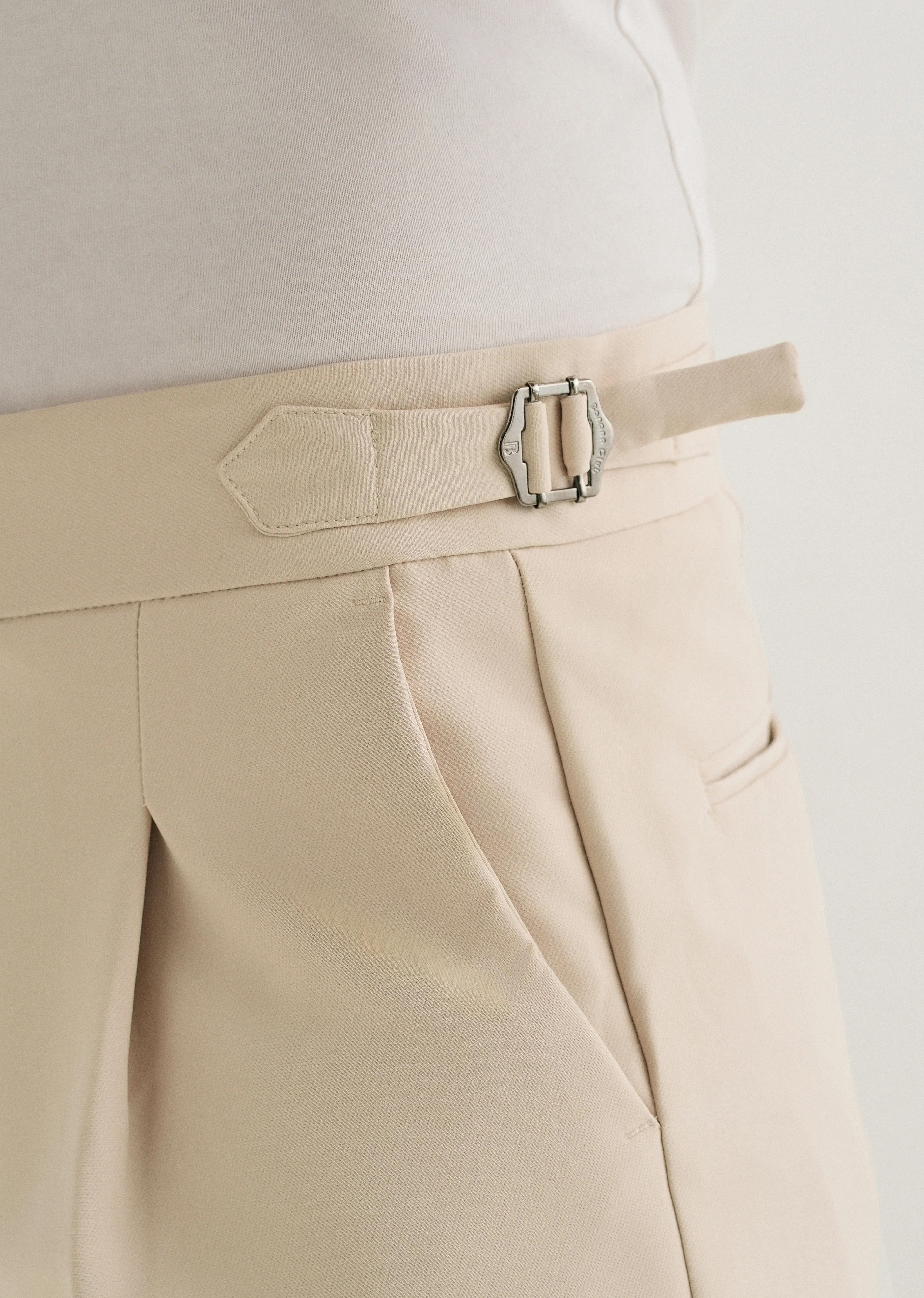 Ecru Pleated Gurkha Pant - Image 2