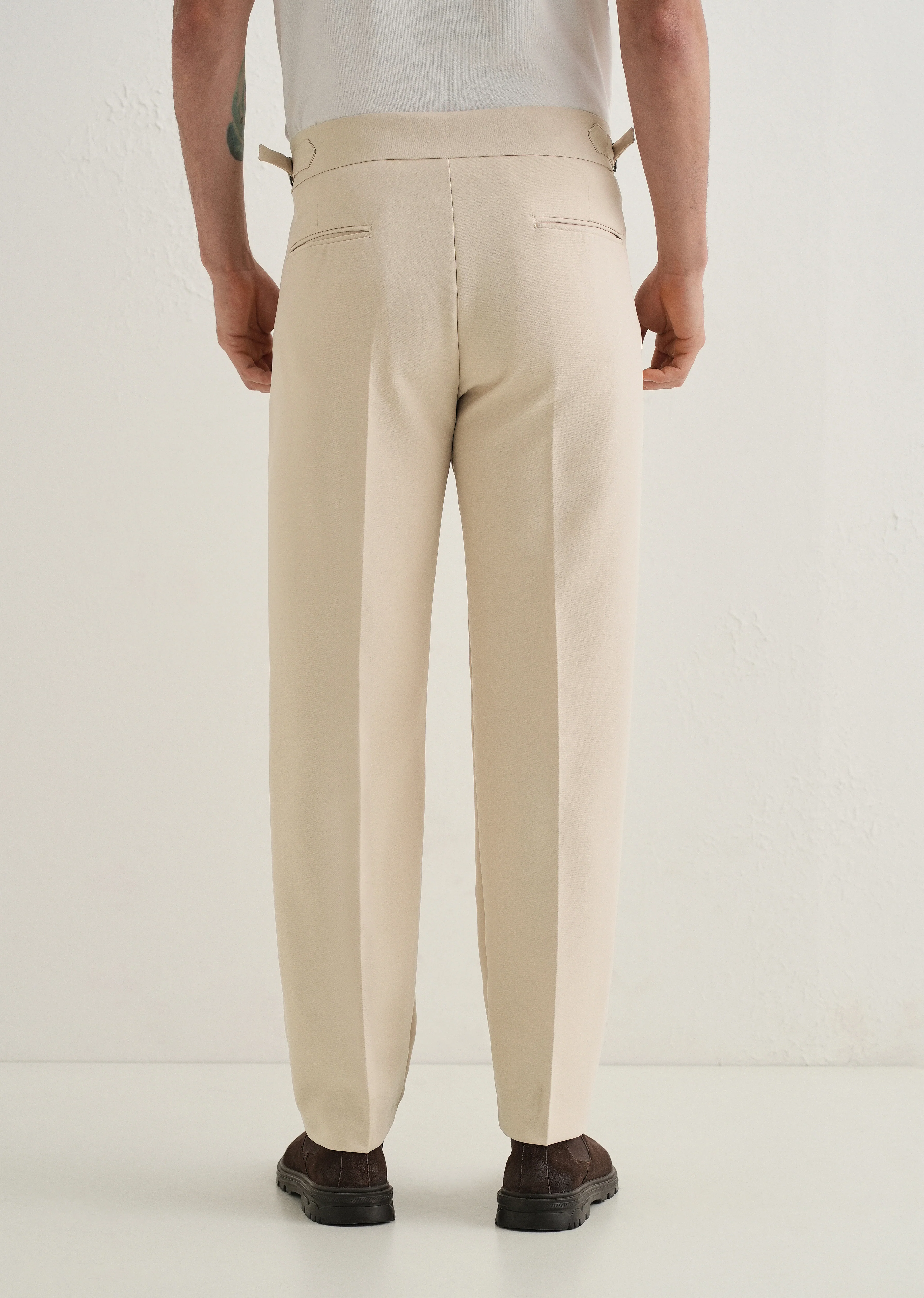 Ecru Pleated Gurkha Pant - Image 3