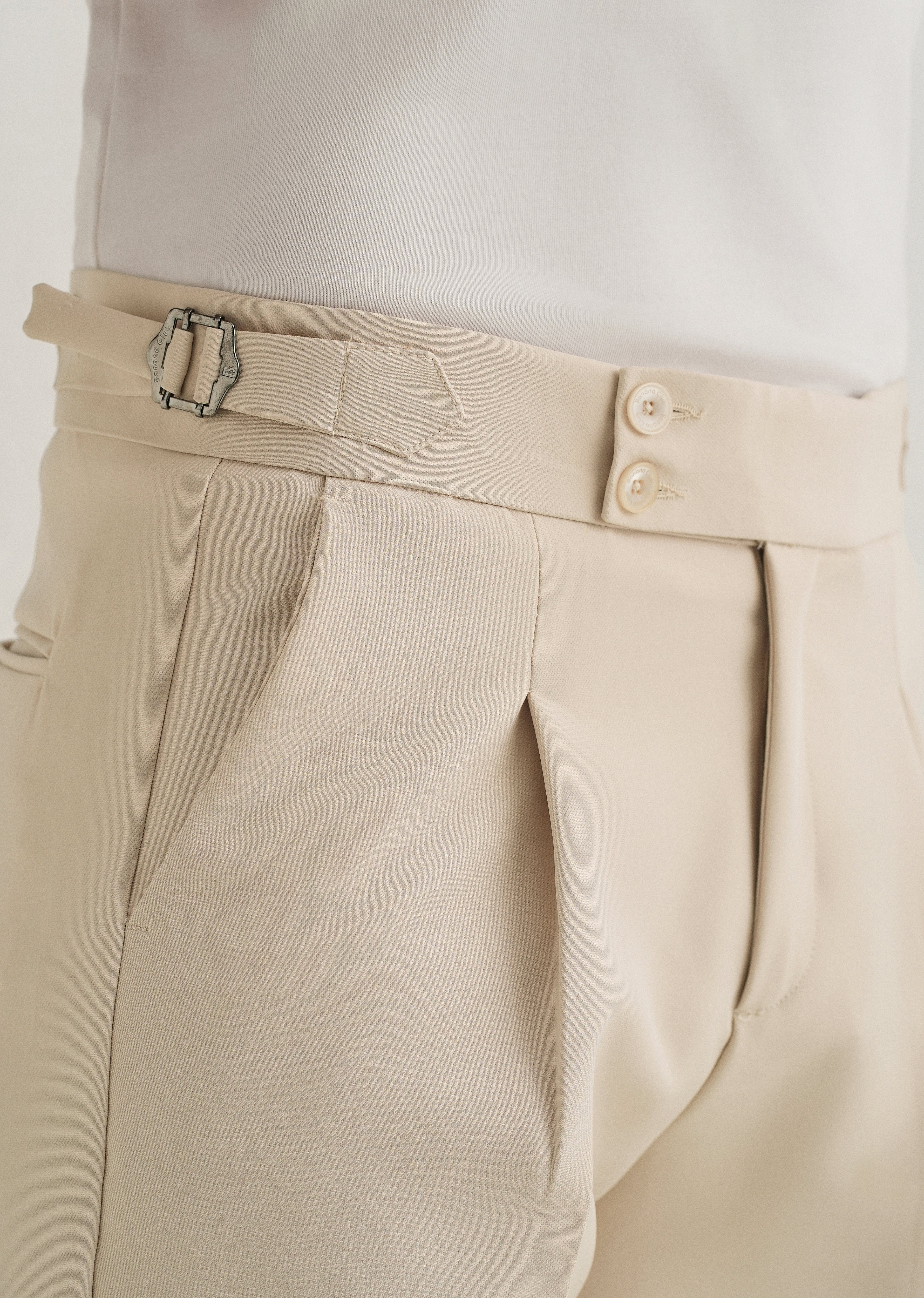 Ecru Pleated Gurkha Pant - Image 6