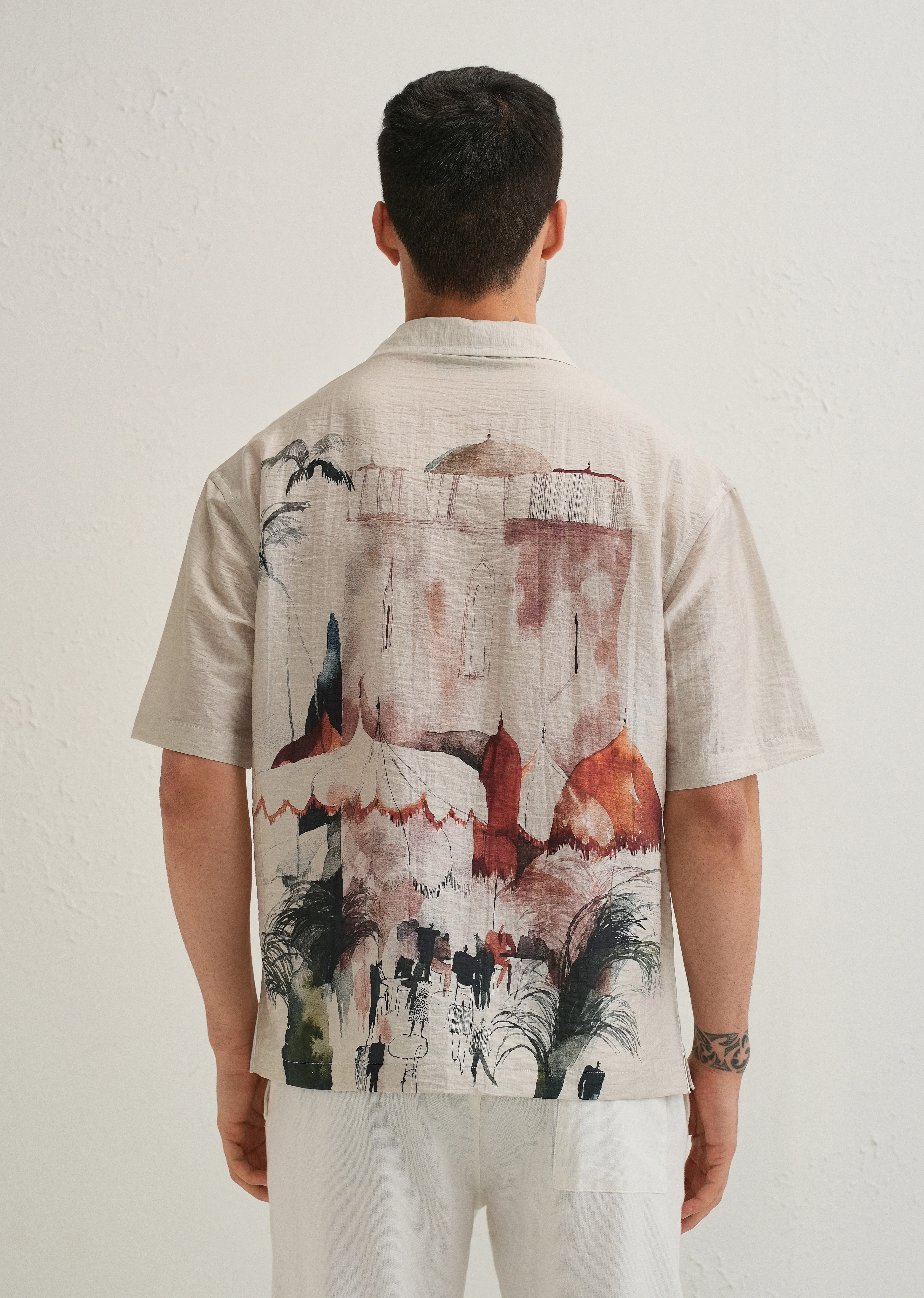 Ecru Wash Placement Print Shirt - Image 4