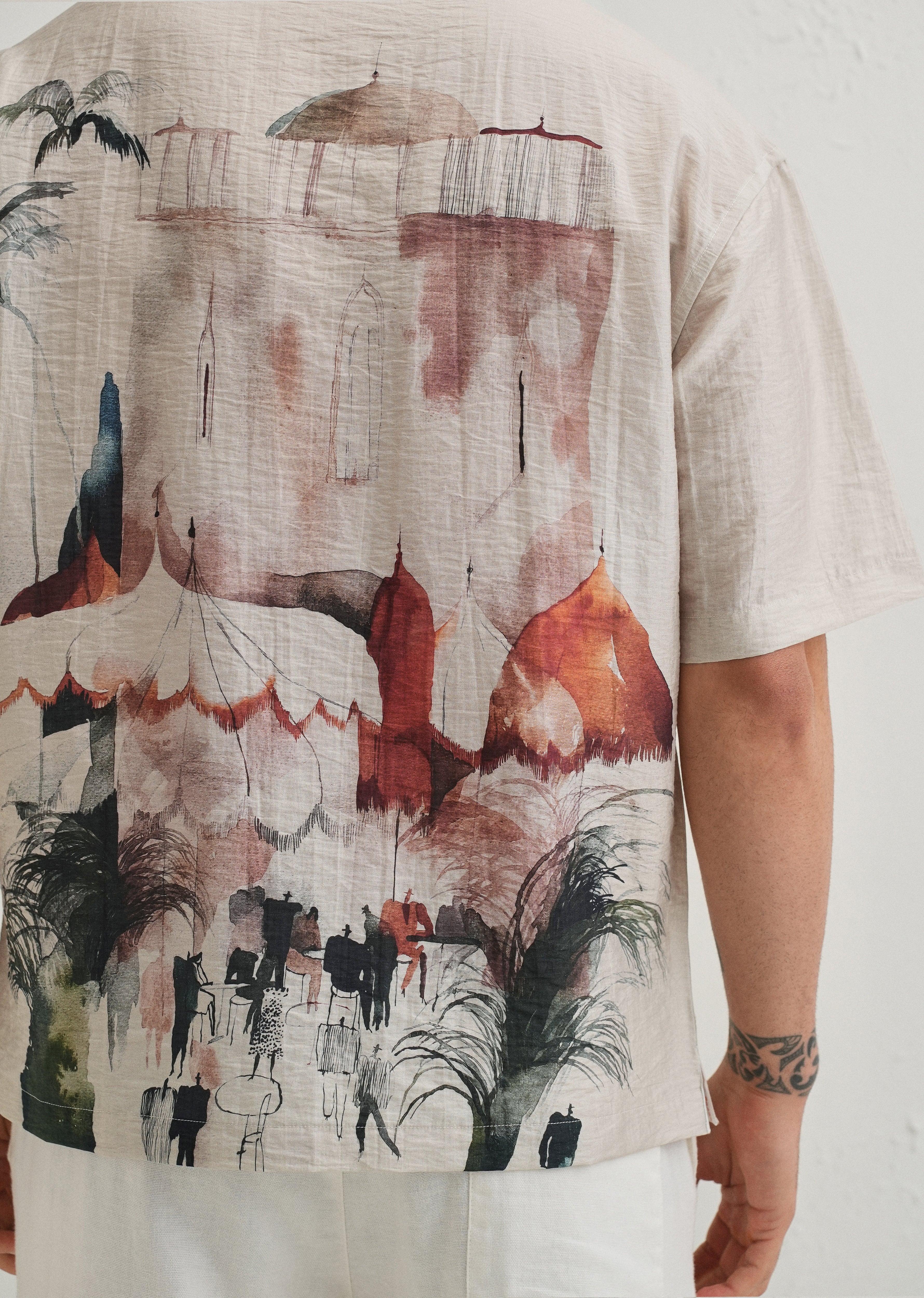 Ecru Wash Placement Print Shirt - Image 7