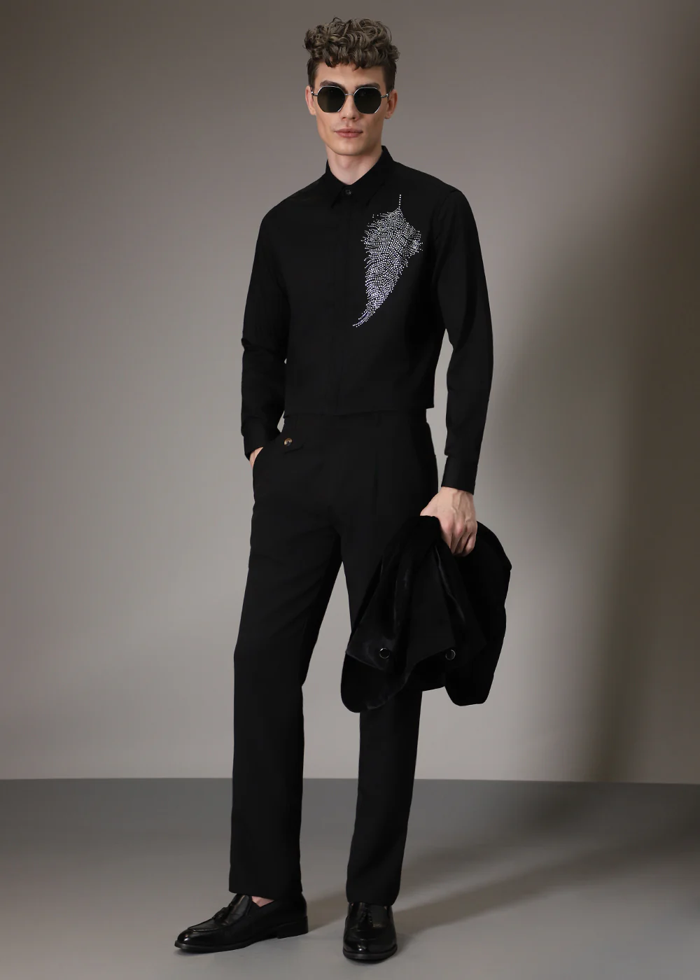 Embellish Beaded Black Designer Shirt - Image 6