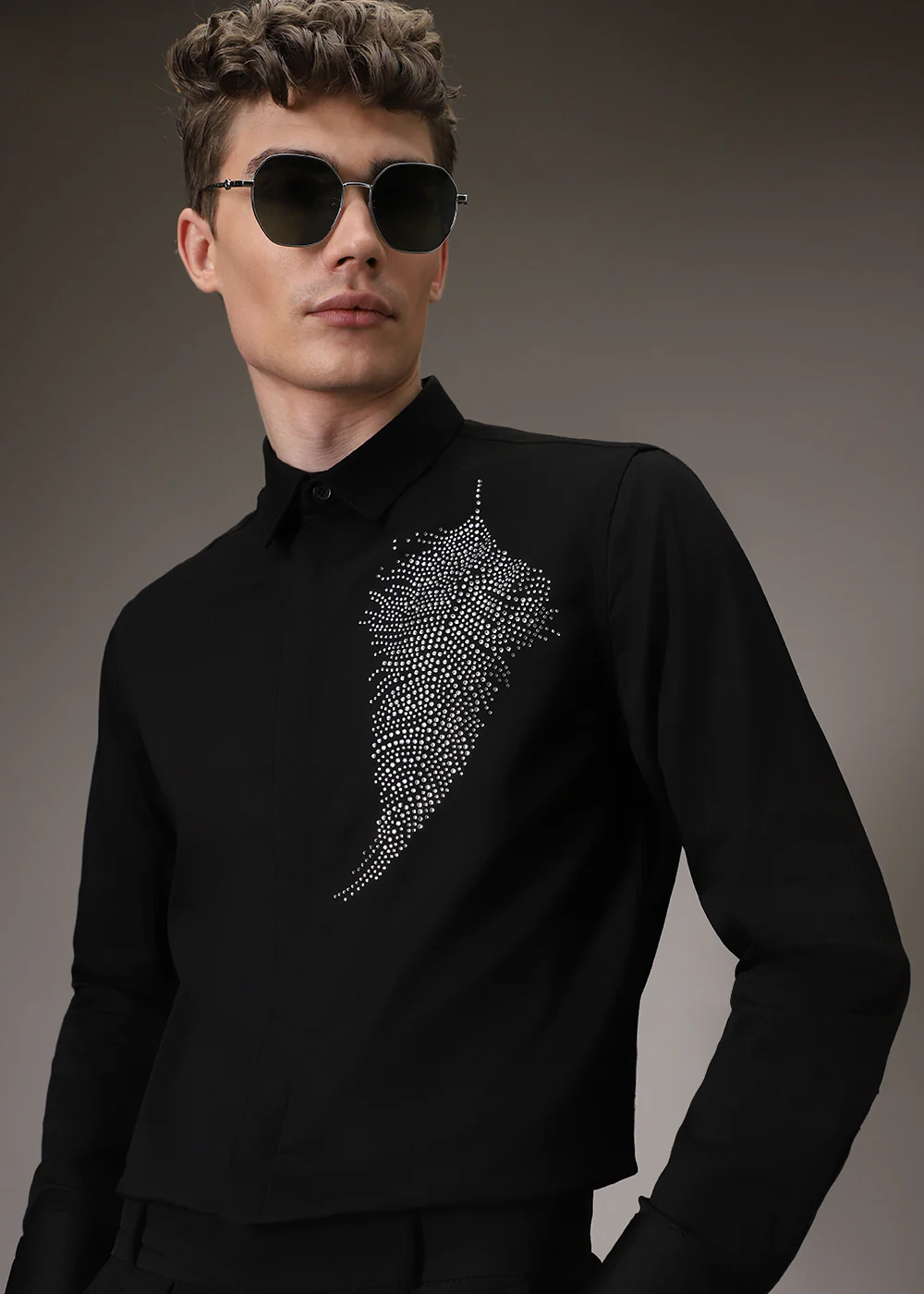 Embellish Beaded Black Designer Shirt - Image 7
