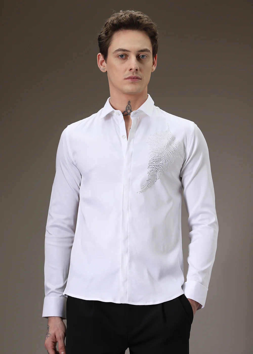 Embellish Beaded White Designer Shirt - Image 5