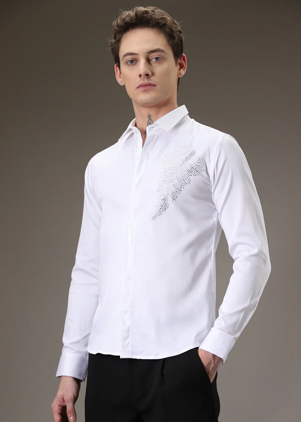 Embellish Beaded White Designer Shirt - Image 7