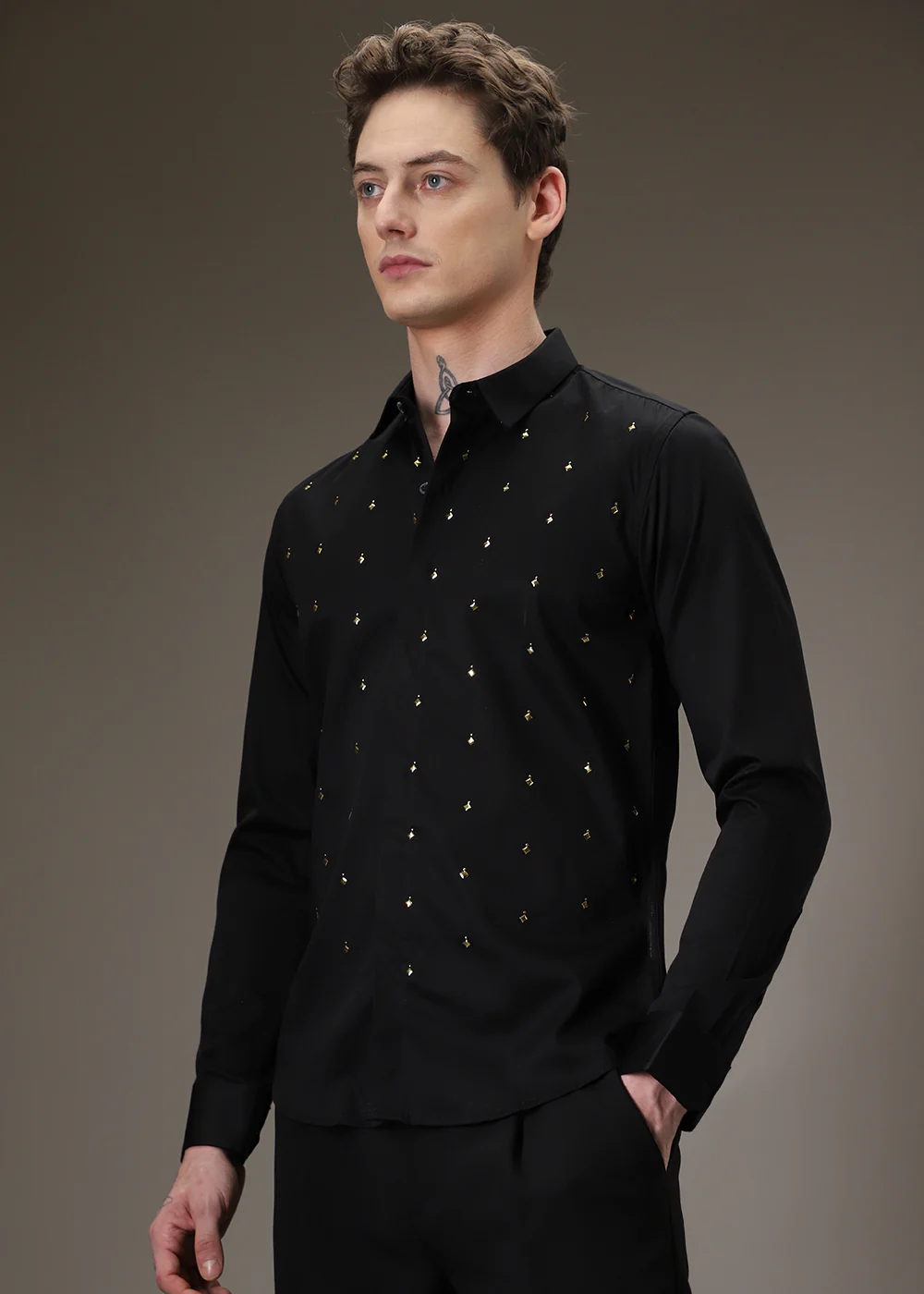 Embellished Black Designer Shirt - Image 4