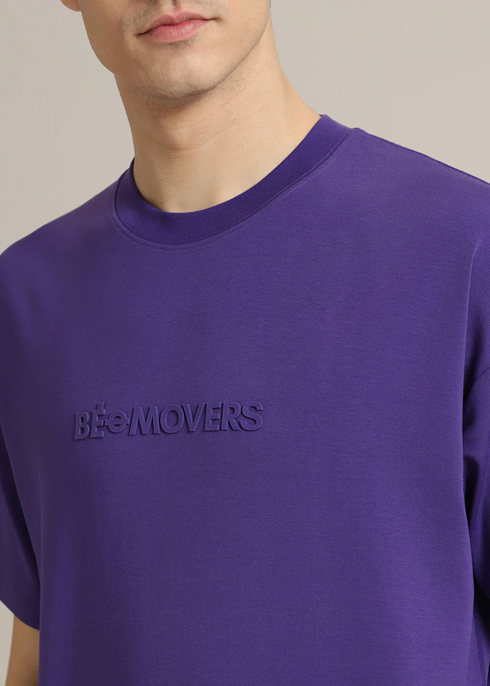 Emboss Luxe Purple Plain Oversized T-shirt - Image 2