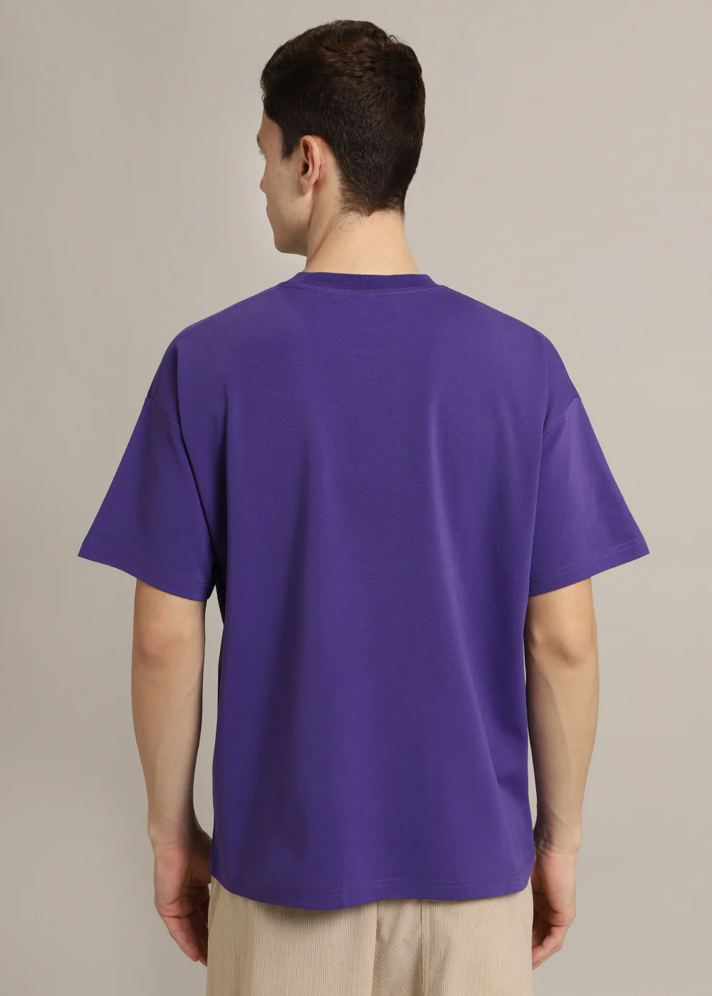 Emboss Luxe Purple Plain Oversized T-shirt - Image 3